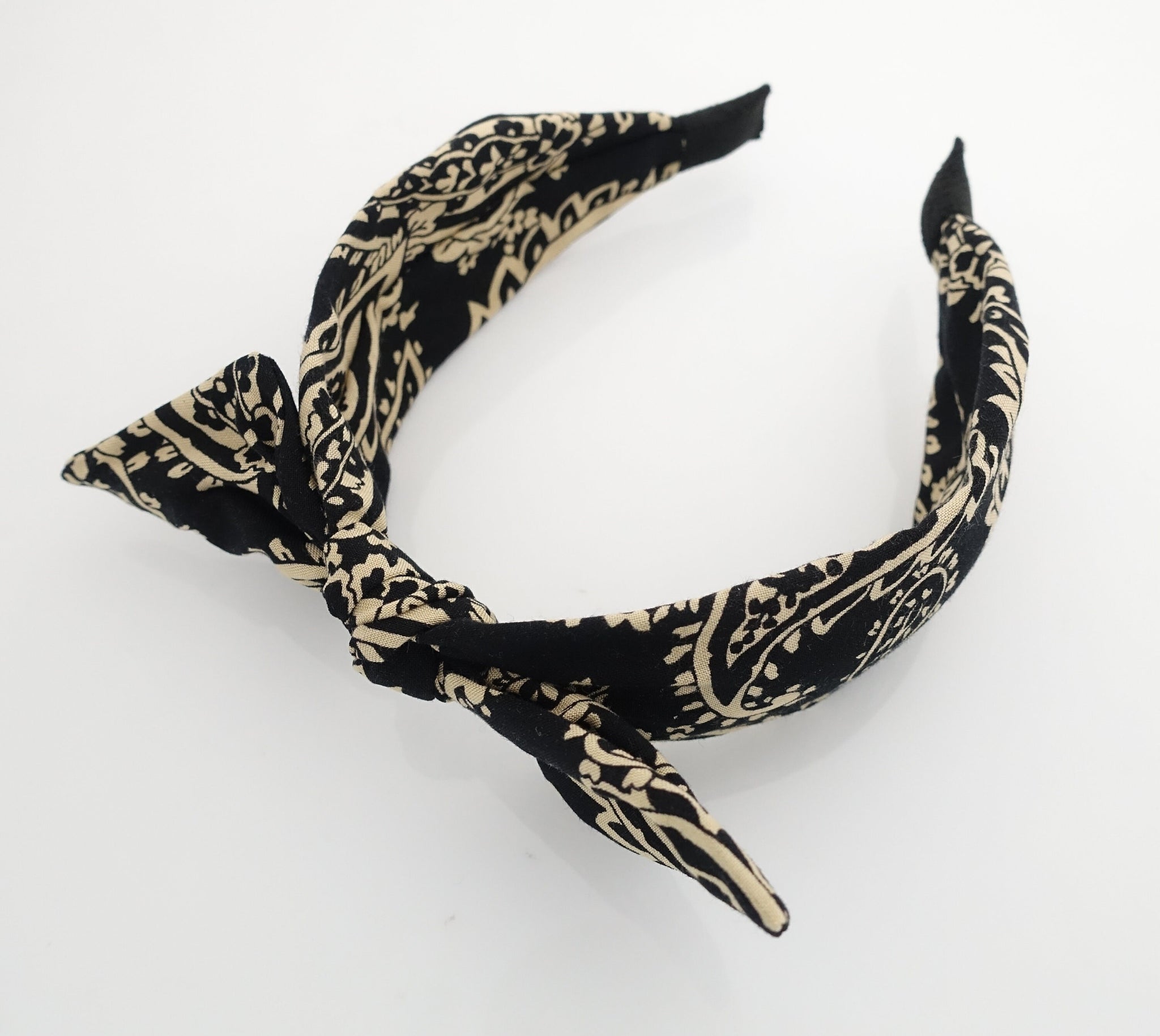 wired hair bow paisley print hairband pattern print fashion headband woman hair accessory