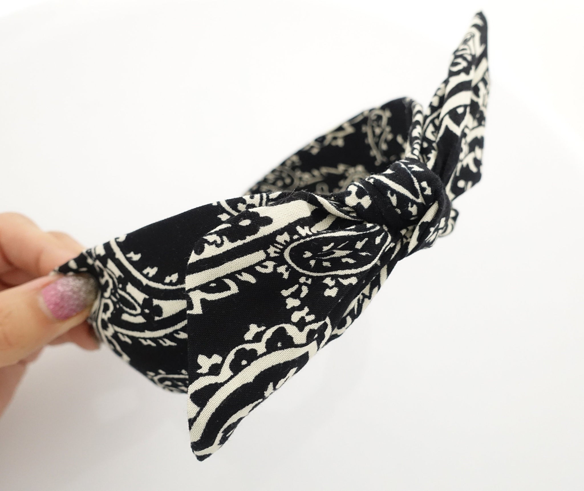 wired hair bow paisley print hairband pattern print fashion headband woman hair accessory