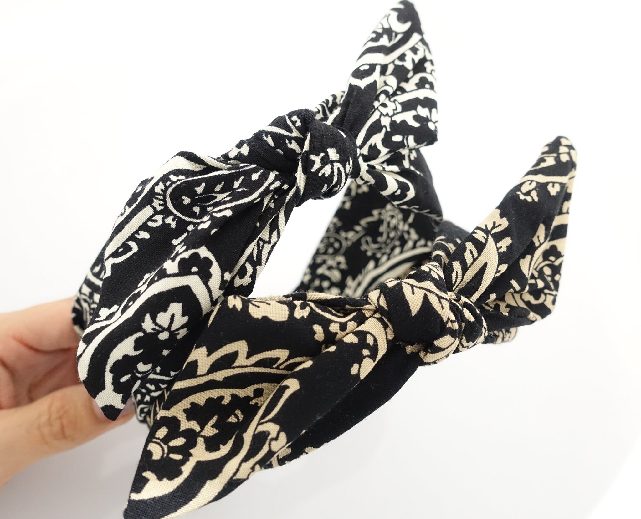 wired hair bow paisley print hairband pattern print fashion headband woman hair accessory