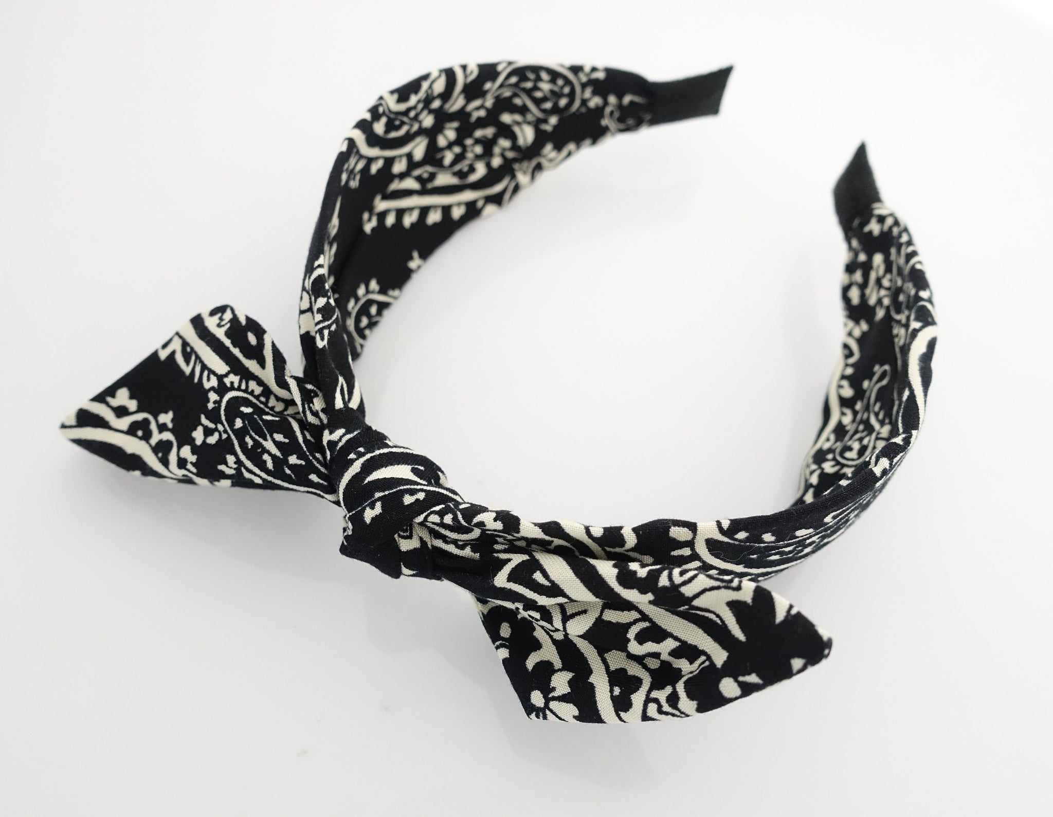 wired hair bow paisley print hairband pattern print fashion headband woman hair accessory