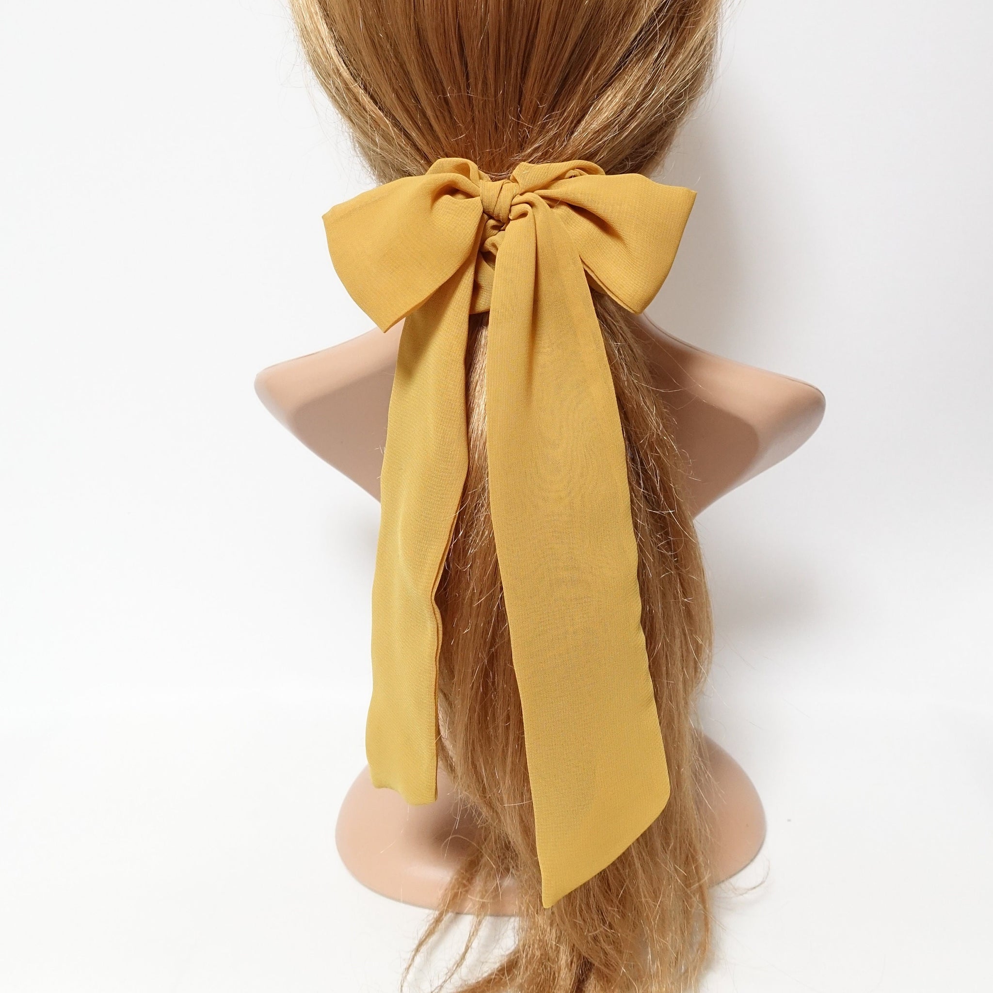 chiffon long tail bow knot scrunchies hair tie woman hair elastic accessory