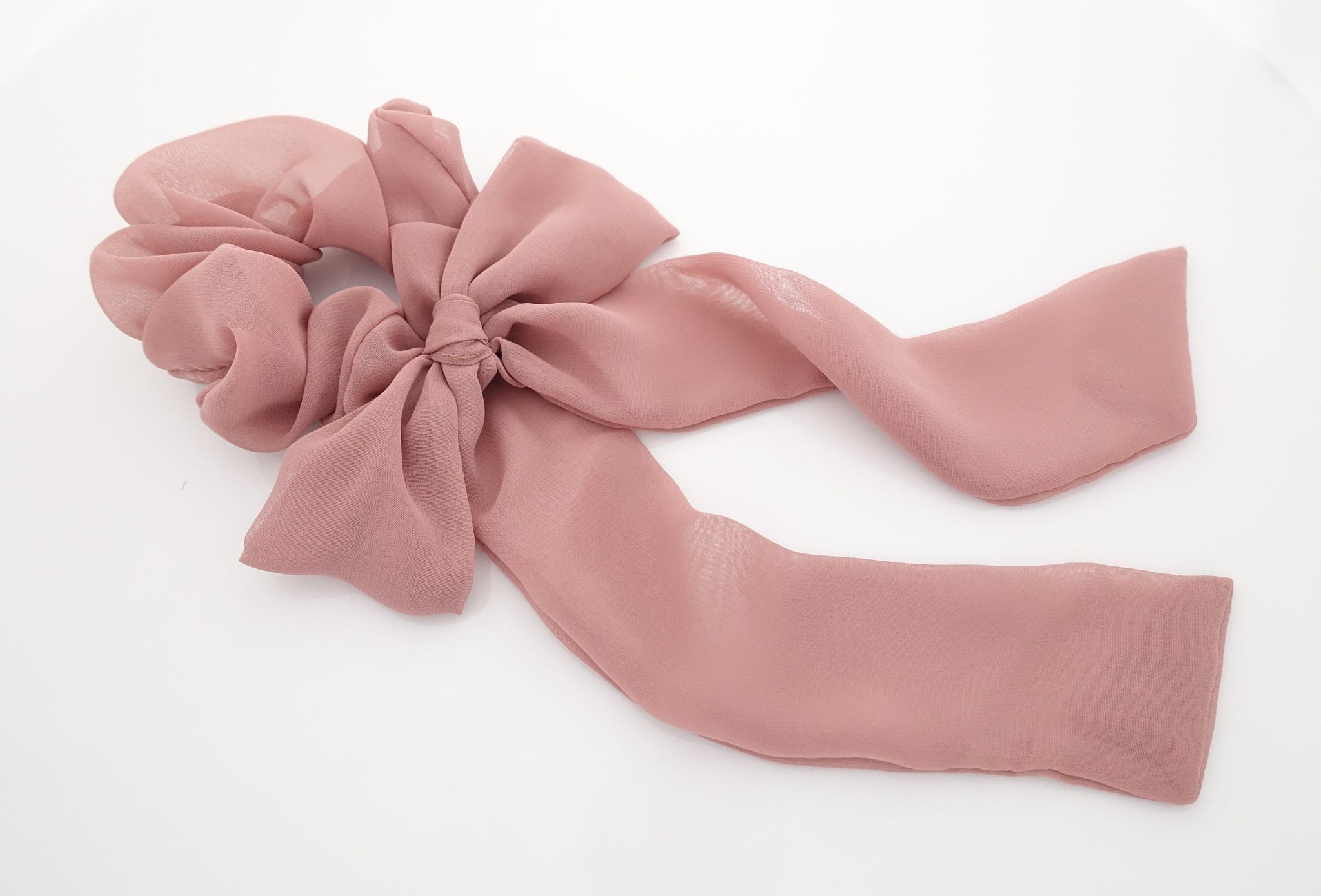 chiffon long tail bow knot scrunchies hair tie woman hair elastic accessory