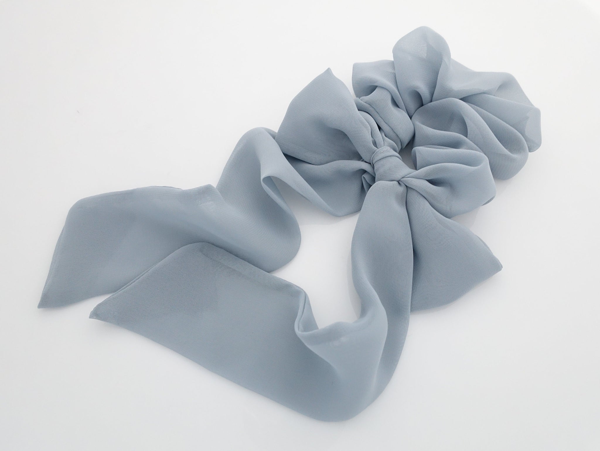 chiffon long tail bow knot scrunchies hair tie woman hair elastic accessory