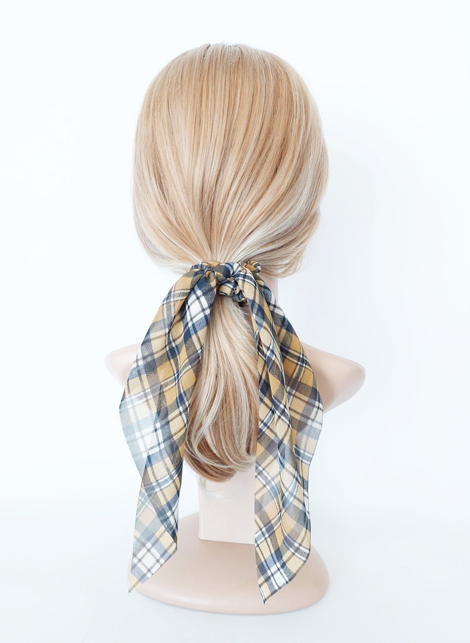 plaid check tail scrunchies sheer hair accessory for women