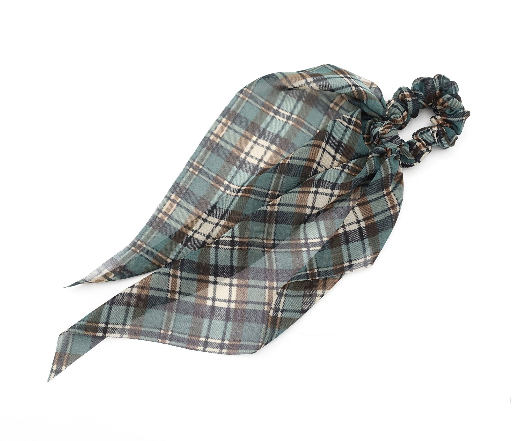 plaid check tail scrunchies sheer hair accessory for women