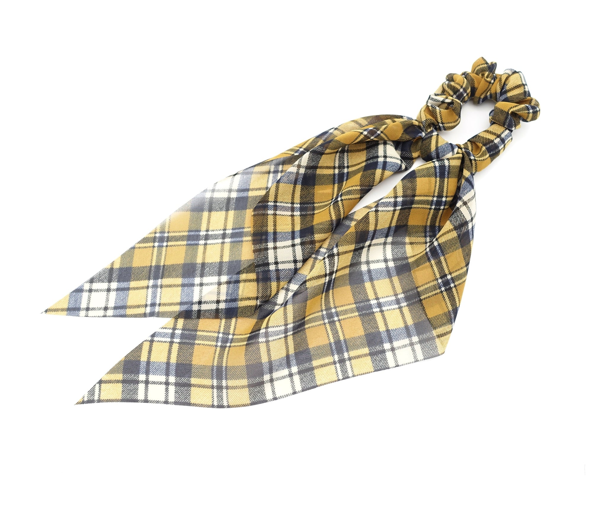 plaid check tail scrunchies sheer hair accessory for women