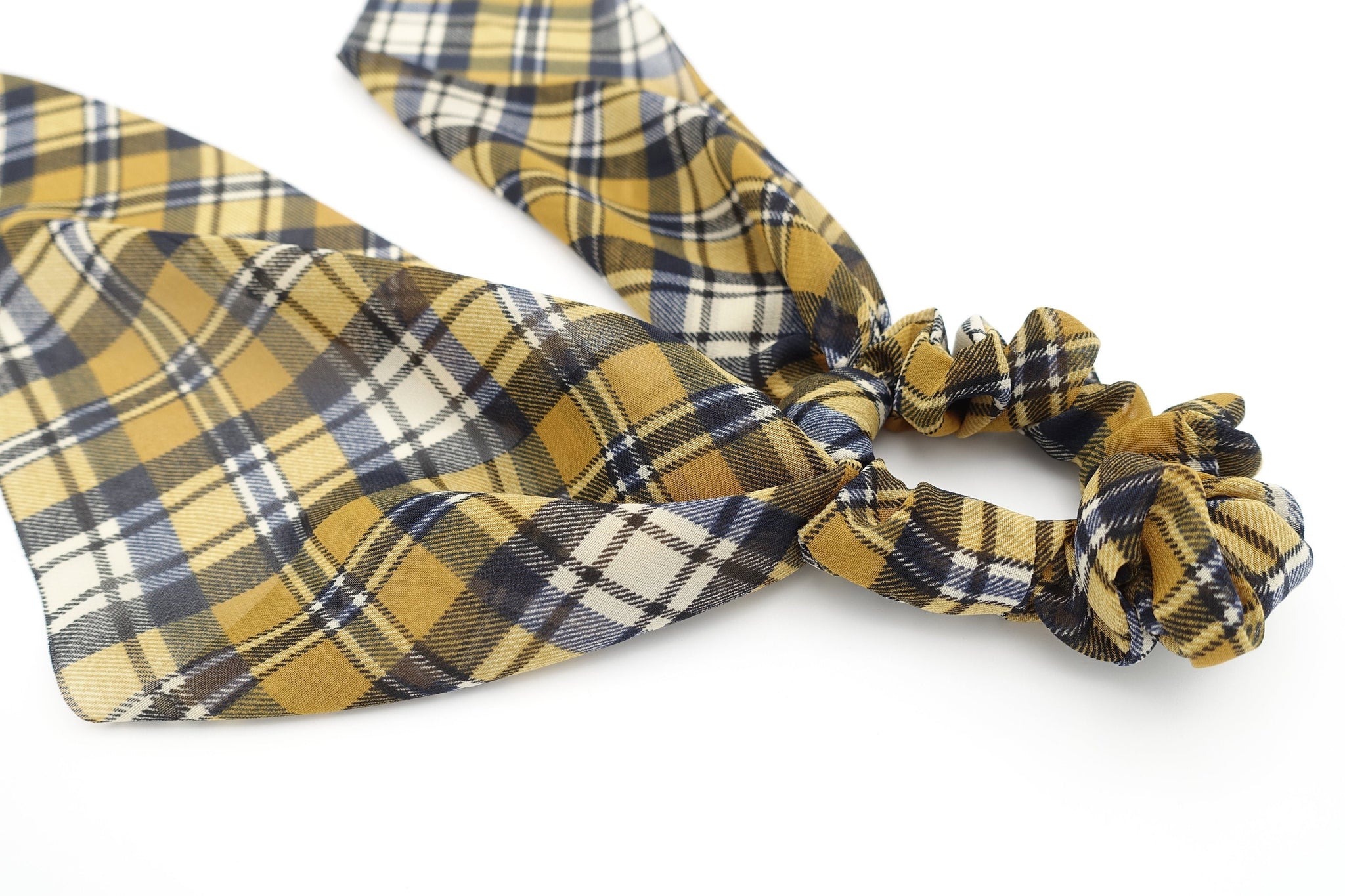 plaid check tail scrunchies sheer hair accessory for women