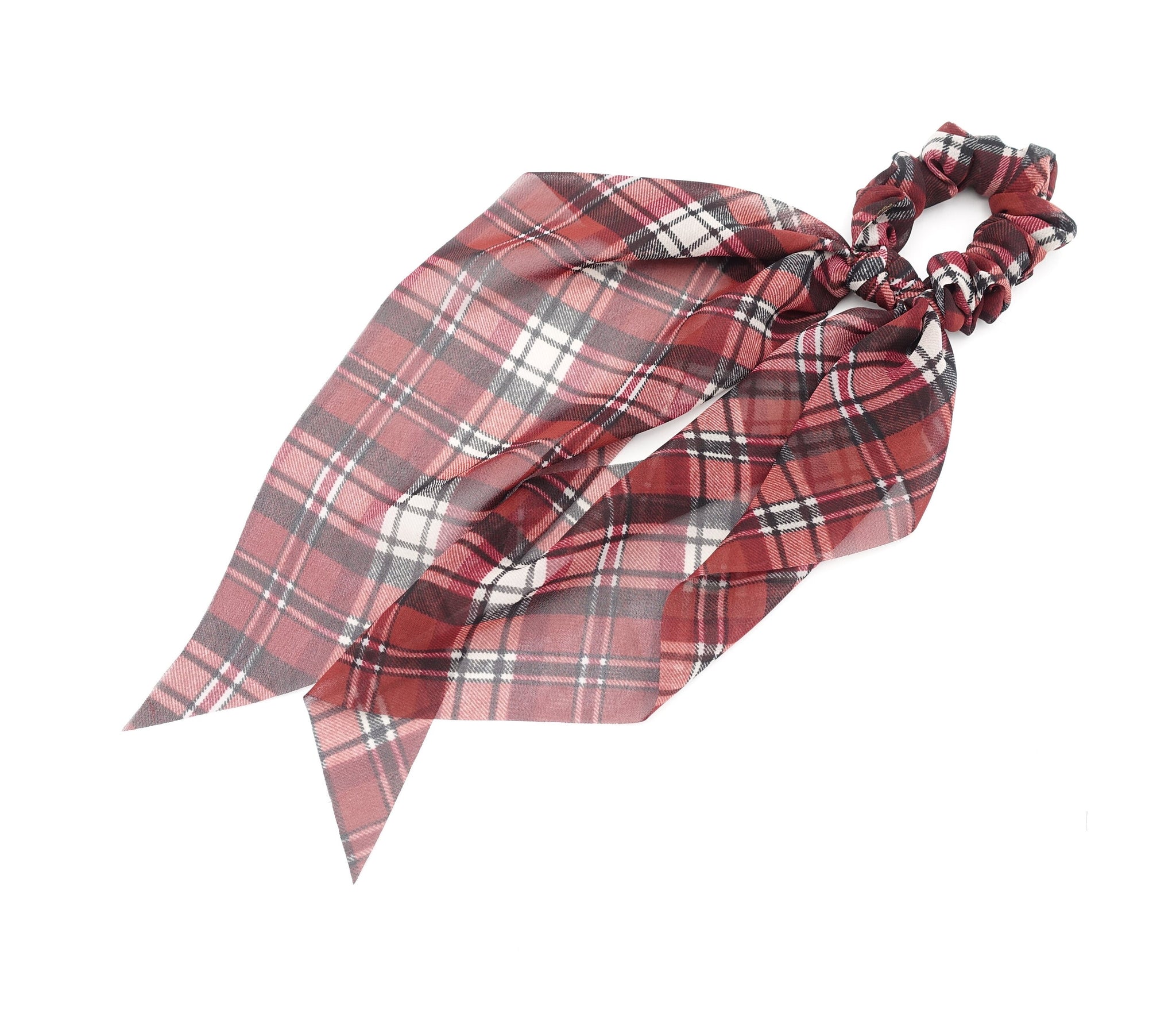 plaid check tail scrunchies sheer hair accessory for women