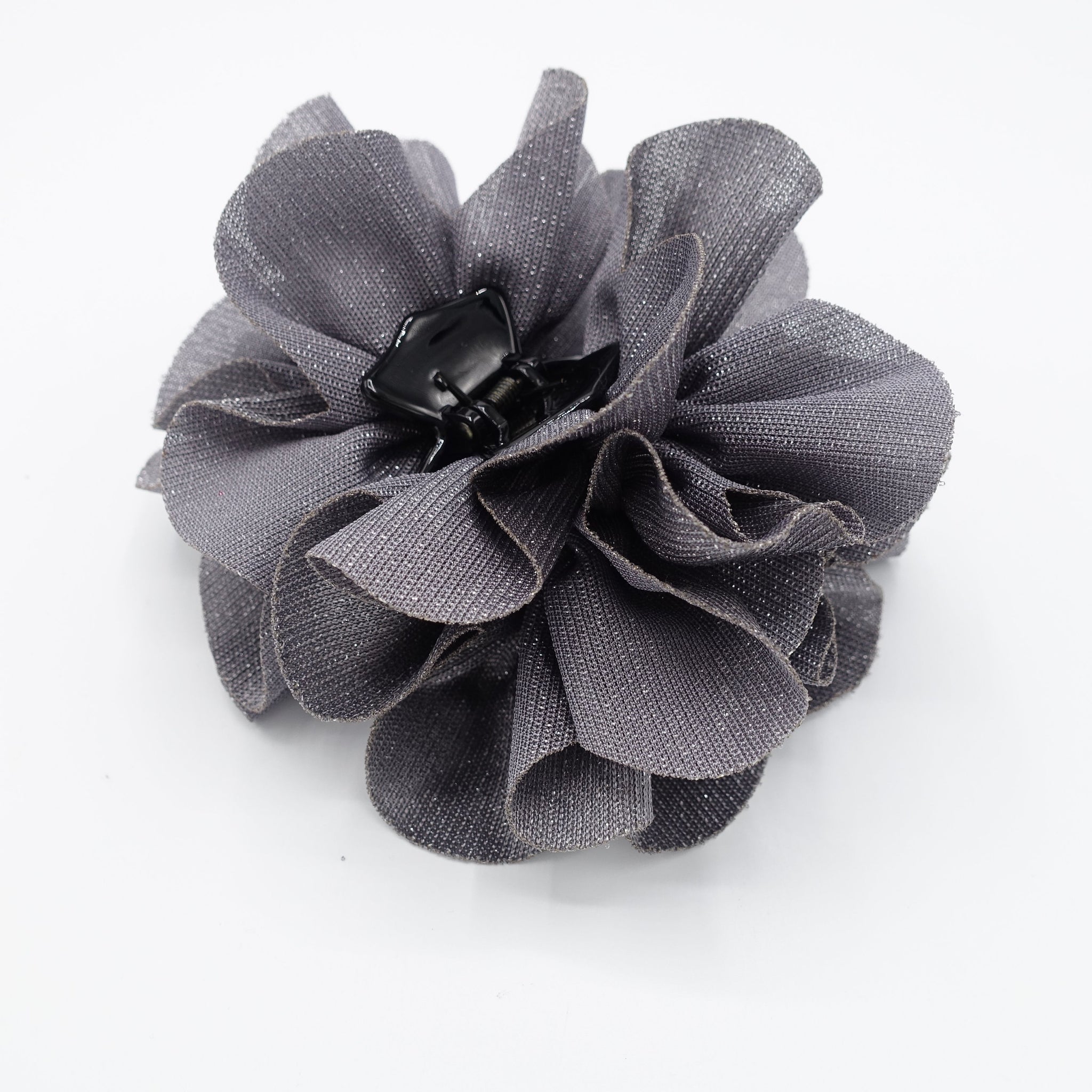 pearl glittering petal big flower hair claw women hair accessory