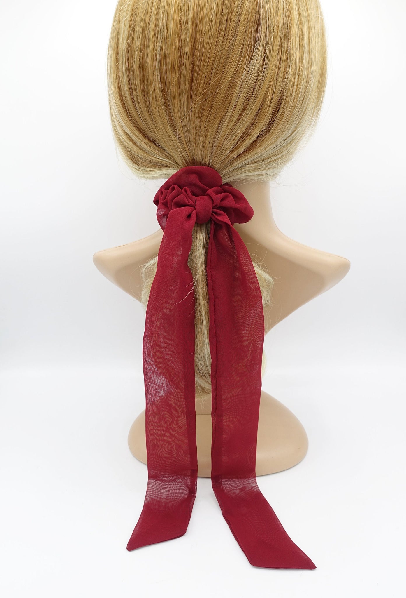 chiffon long tail bow knot scrunchies hair tie woman hair elastic accessory