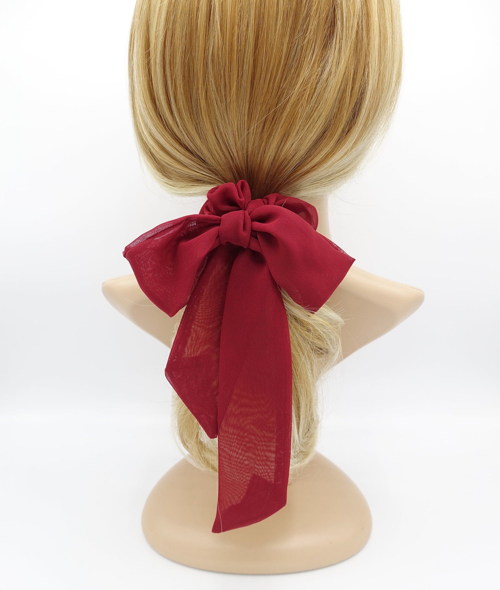 chiffon long tail bow knot scrunchies hair tie woman hair elastic accessory