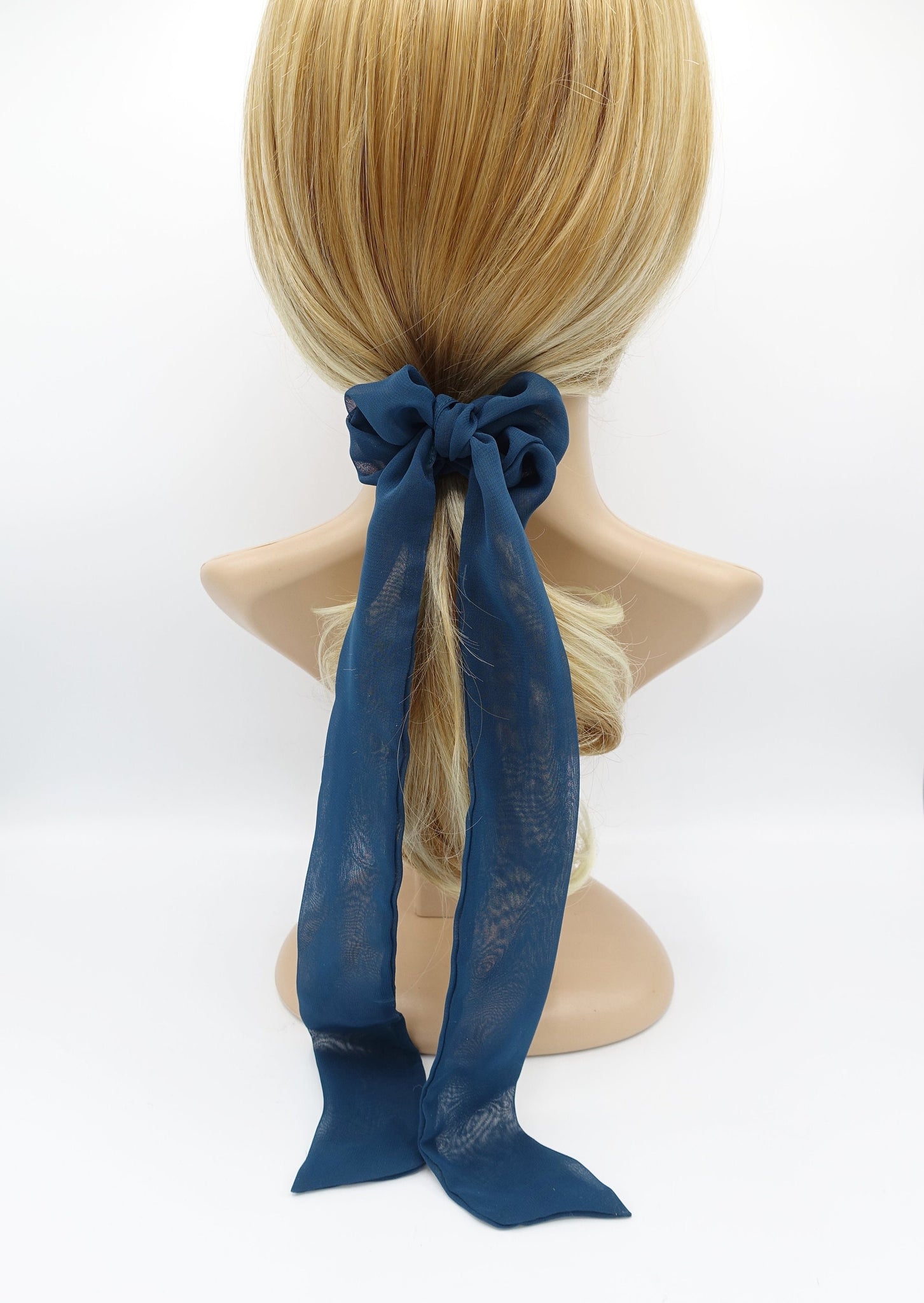 chiffon long tail bow knot scrunchies hair tie woman hair elastic accessory