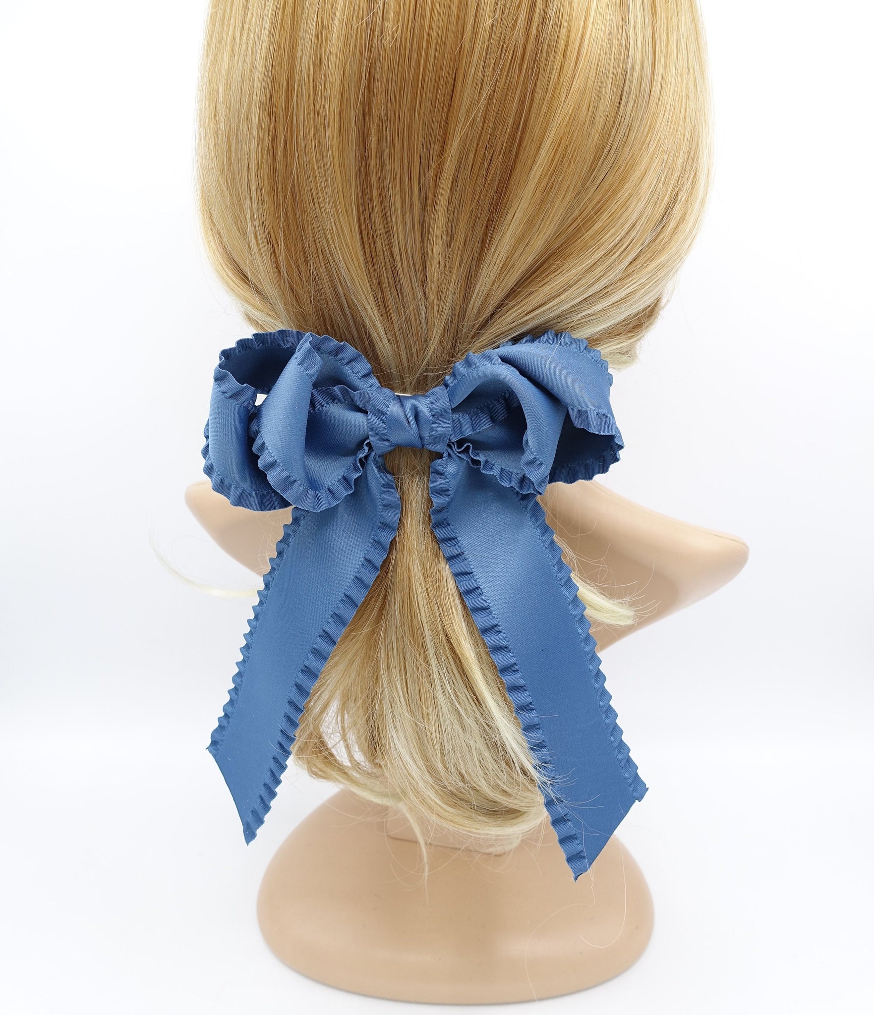 long tail frill hair bow edge decorated women hair french barrette hair accessory for women