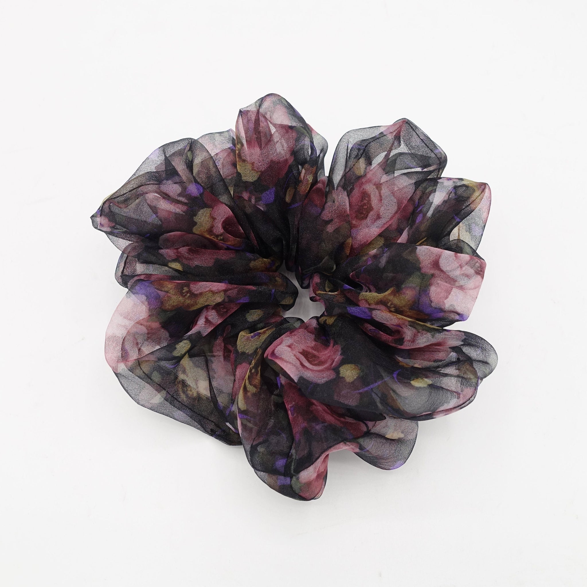 floral oversized scrunchies organza big hair elastic tie scrunchy women hair accessories