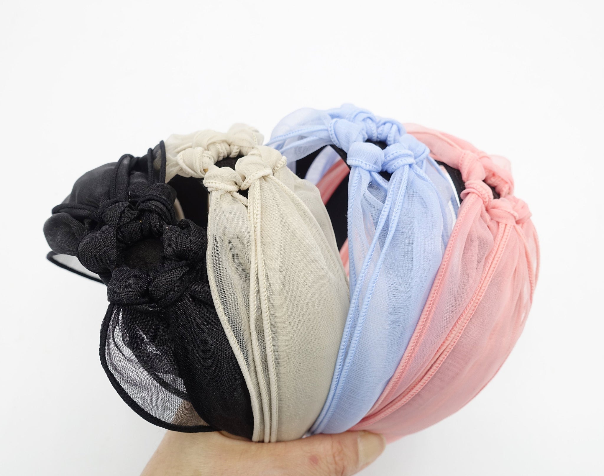 sheer fabric circle knotted headband organza style hairband knot hair accessory