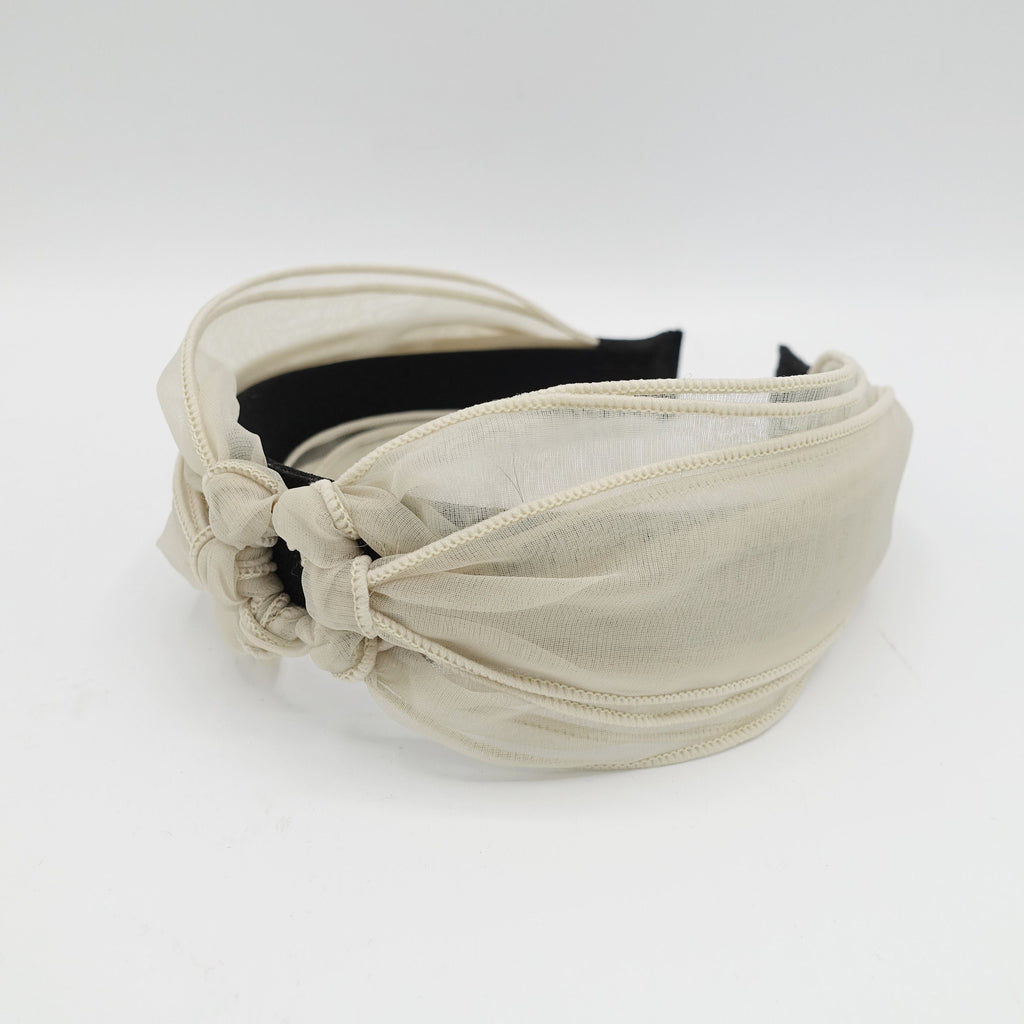 sheer fabric circle knotted headband organza style hairband knot hair accessory
