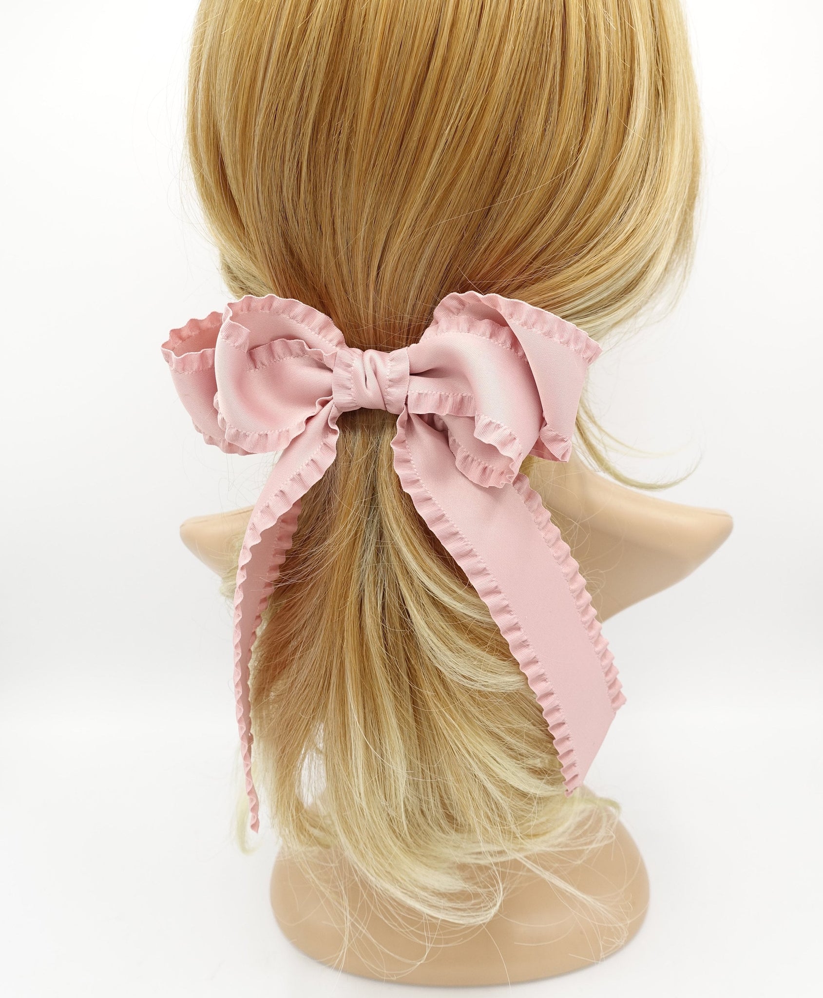 long tail frill hair bow edge decorated women hair french barrette hair accessory for women