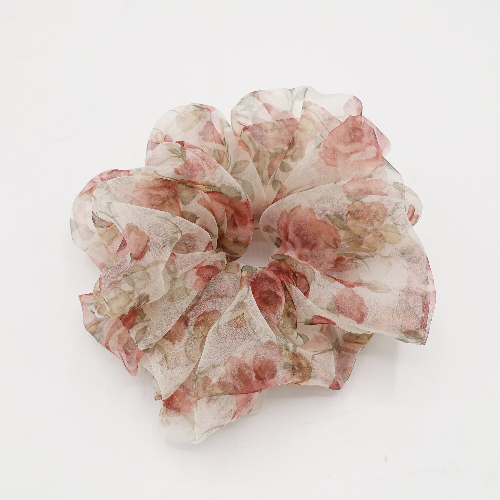 floral oversized scrunchies organza big hair elastic tie scrunchy women hair accessories