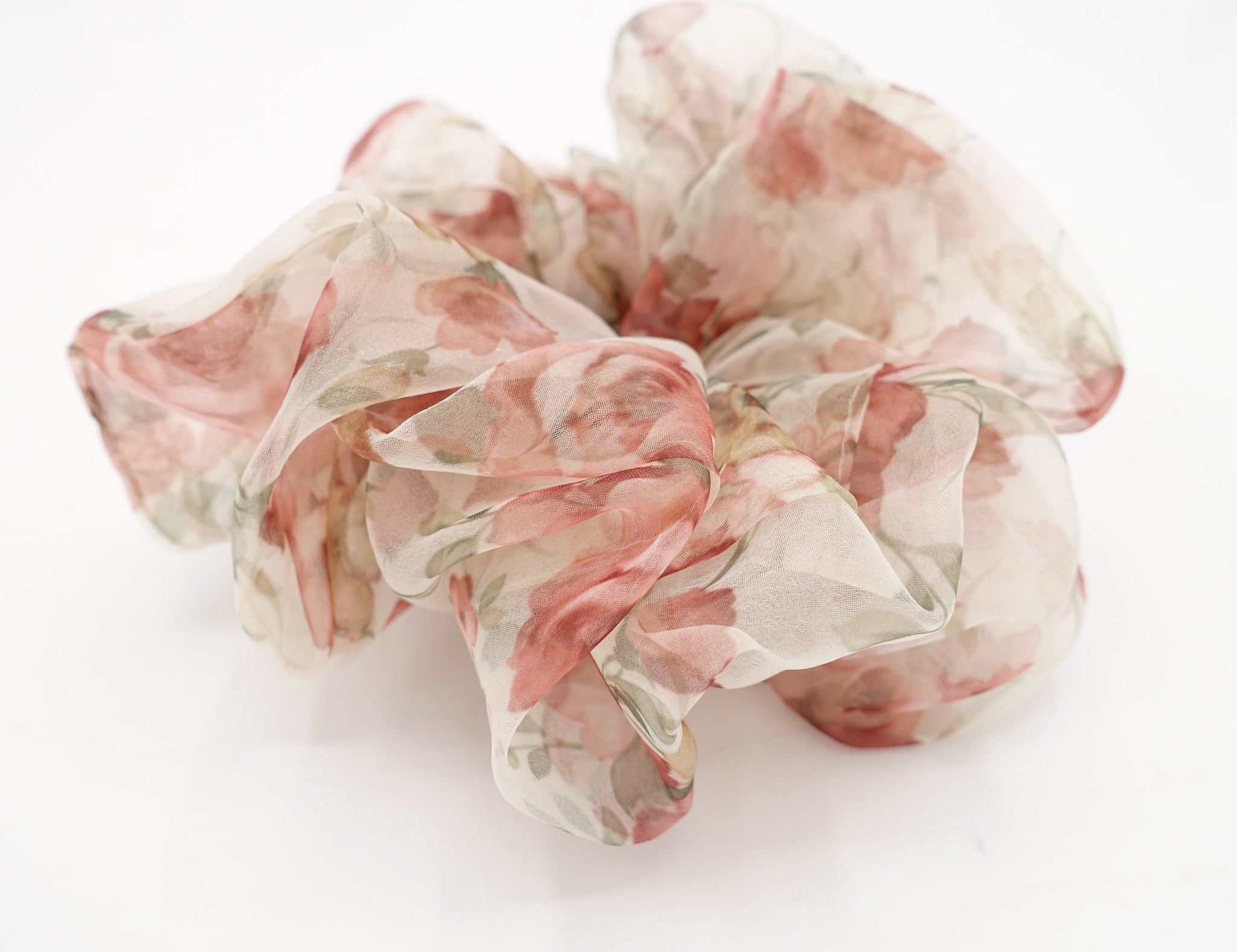 floral oversized scrunchies organza big hair elastic tie scrunchy women hair accessories