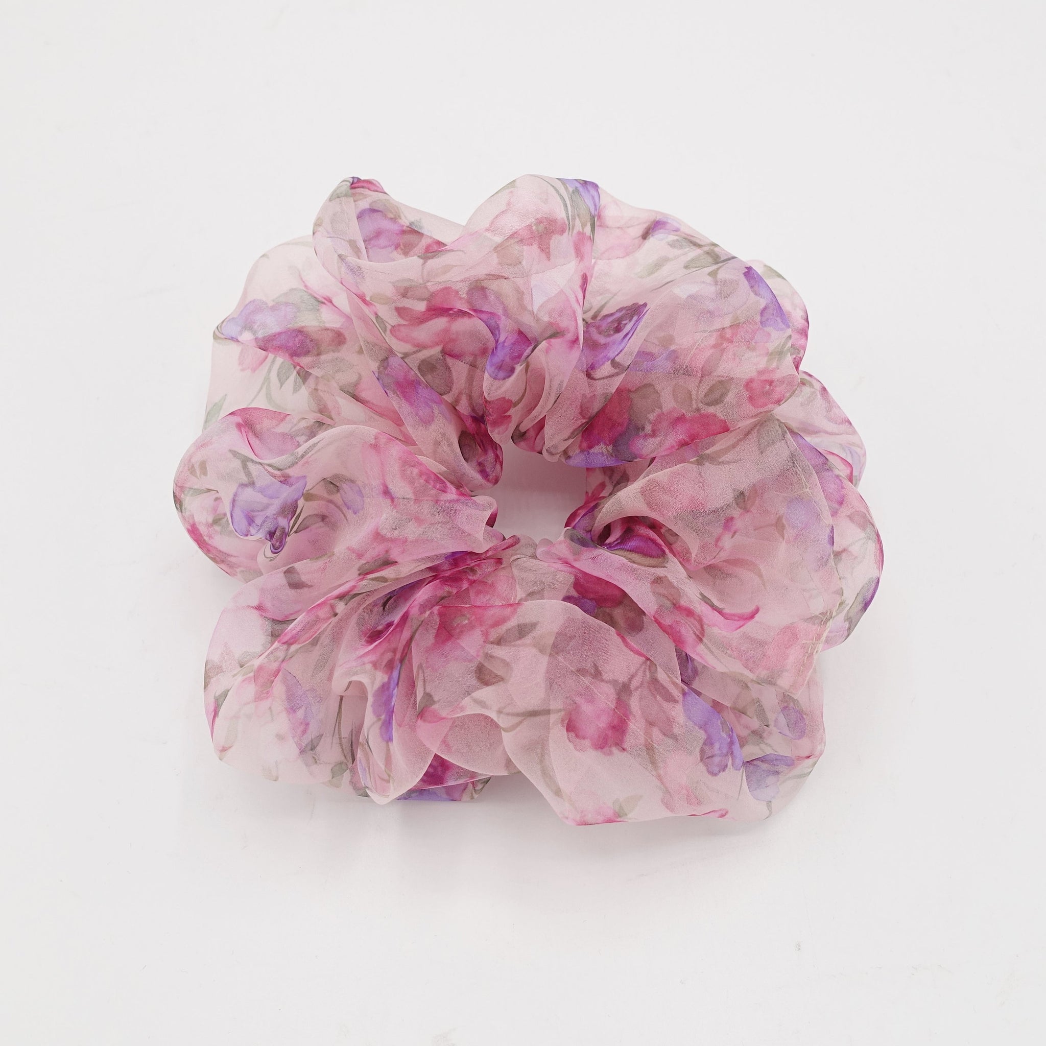 floral oversized scrunchies organza big hair elastic tie scrunchy women hair accessories