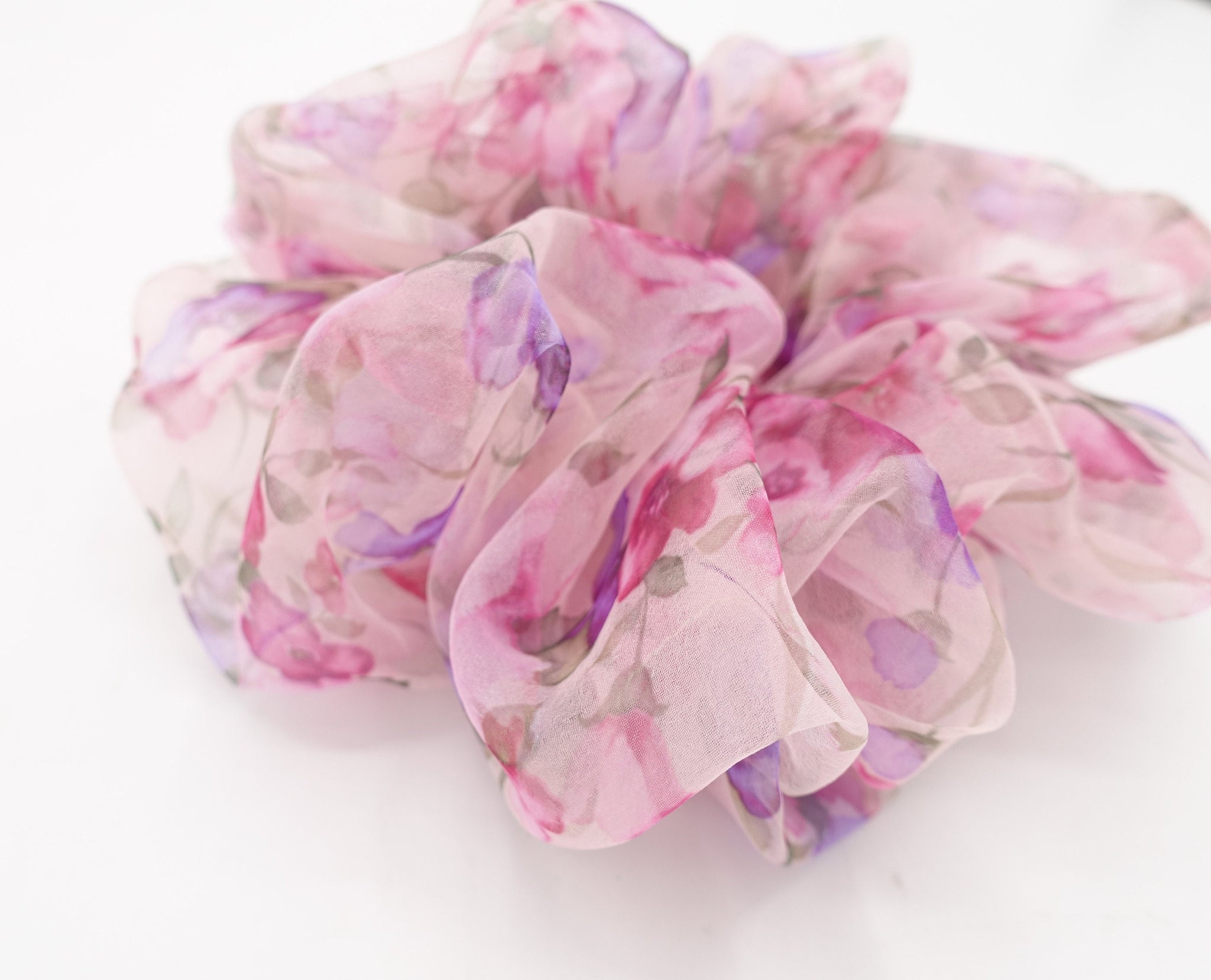 floral oversized scrunchies organza big hair elastic tie scrunchy women hair accessories