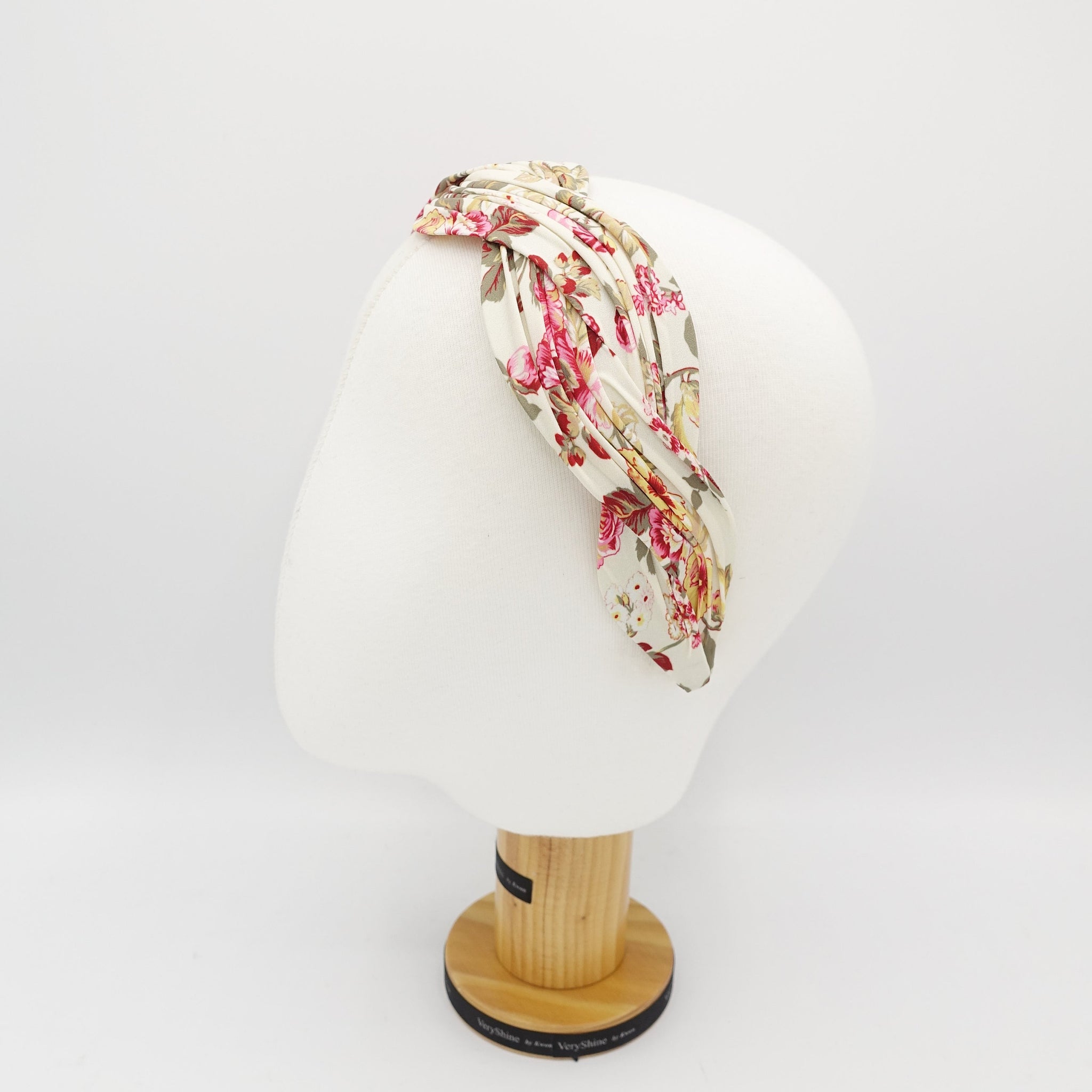 floral print pleated wave headband stylish cross hairband women hair accessory