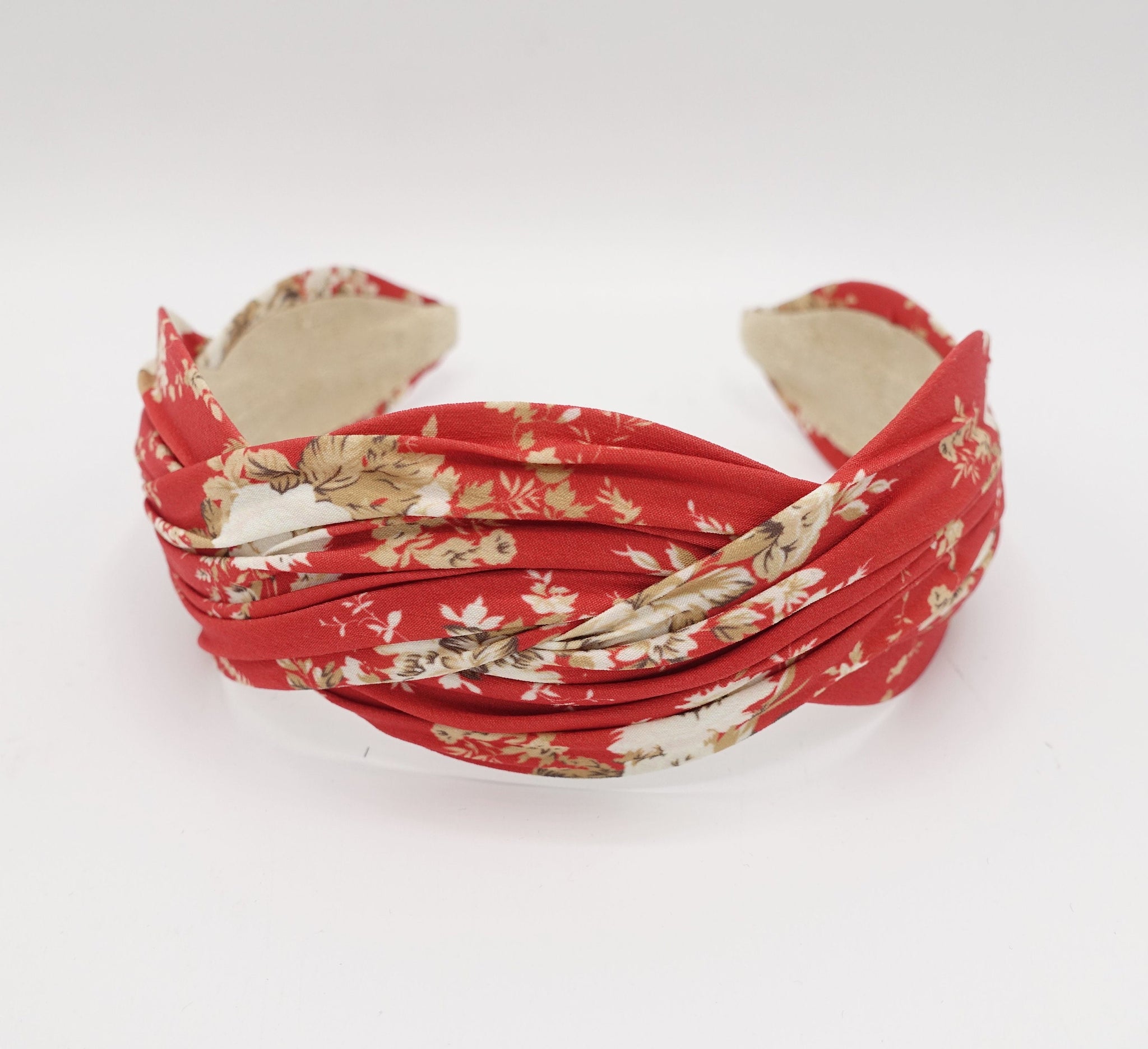 floral print pleated wave headband stylish cross hairband women hair accessory