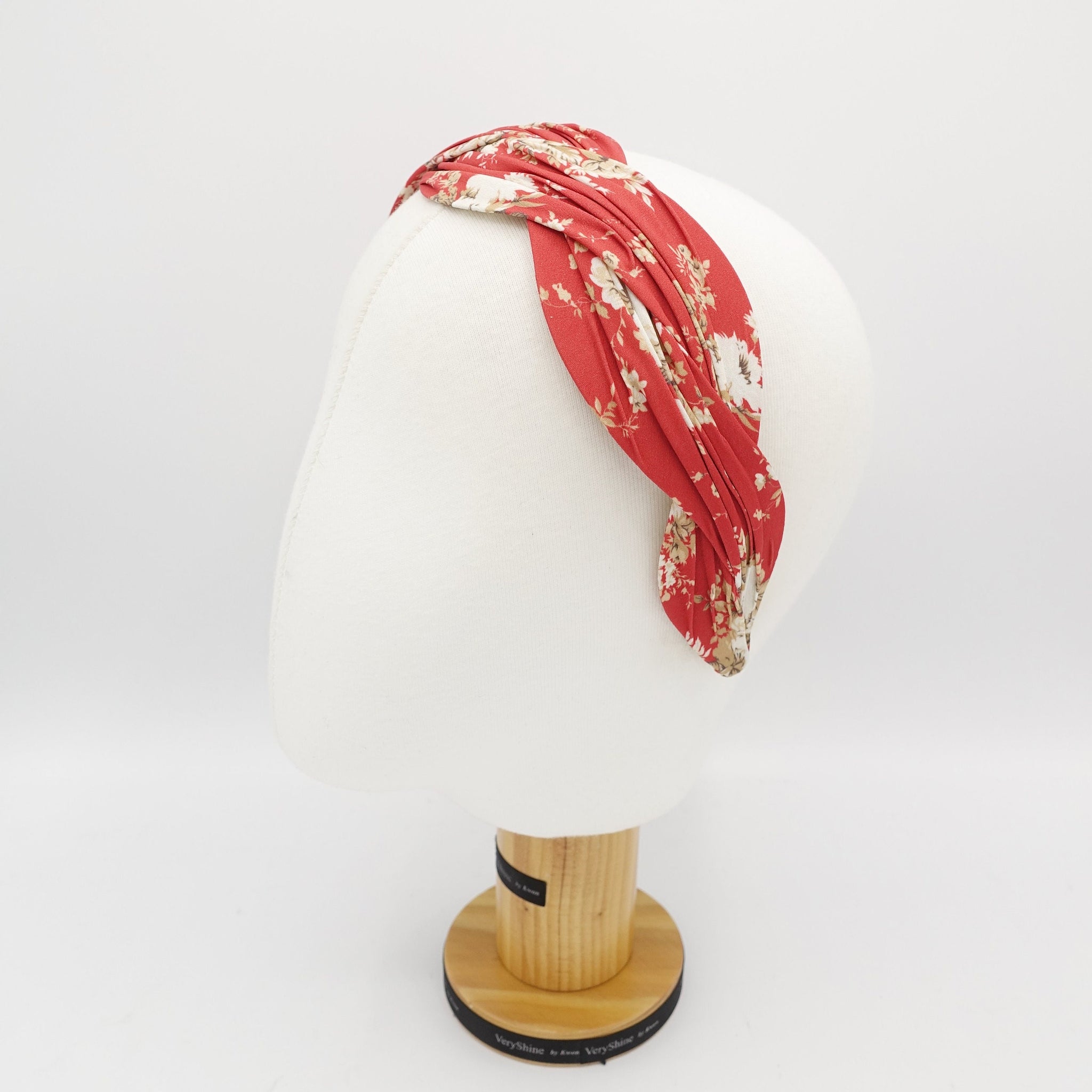 floral print pleated wave headband stylish cross hairband women hair accessory