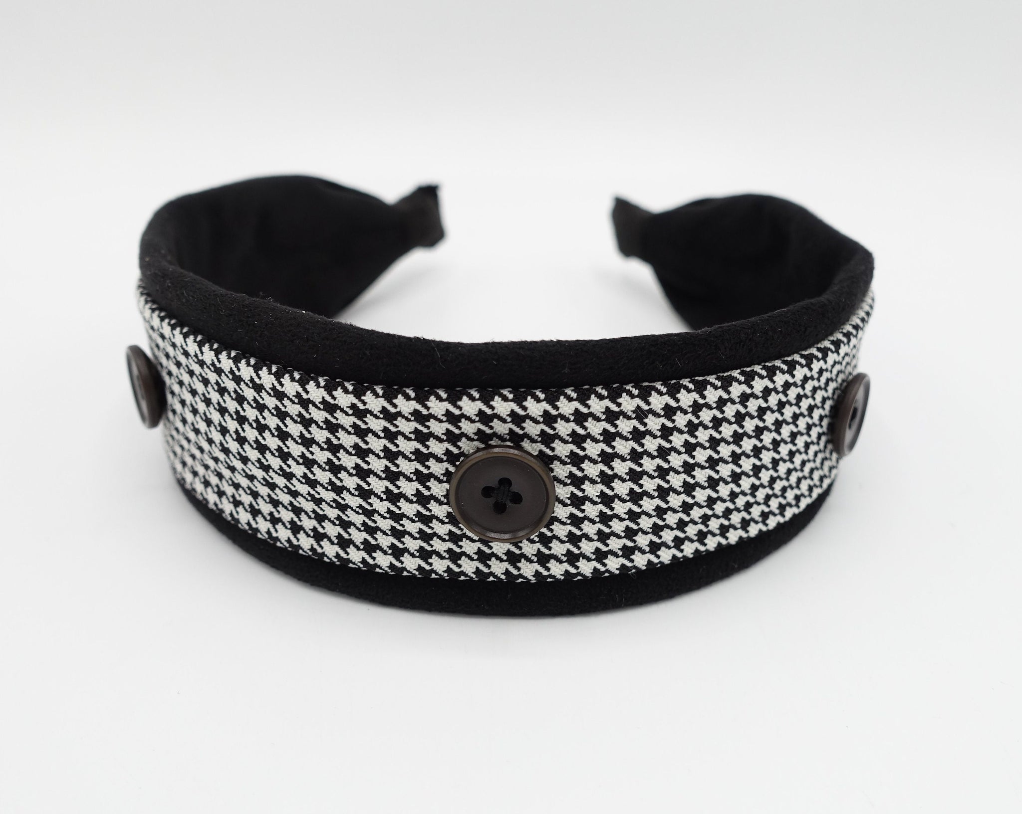 Suede headband houndstooth button embellished hairband cute hair accessory for women