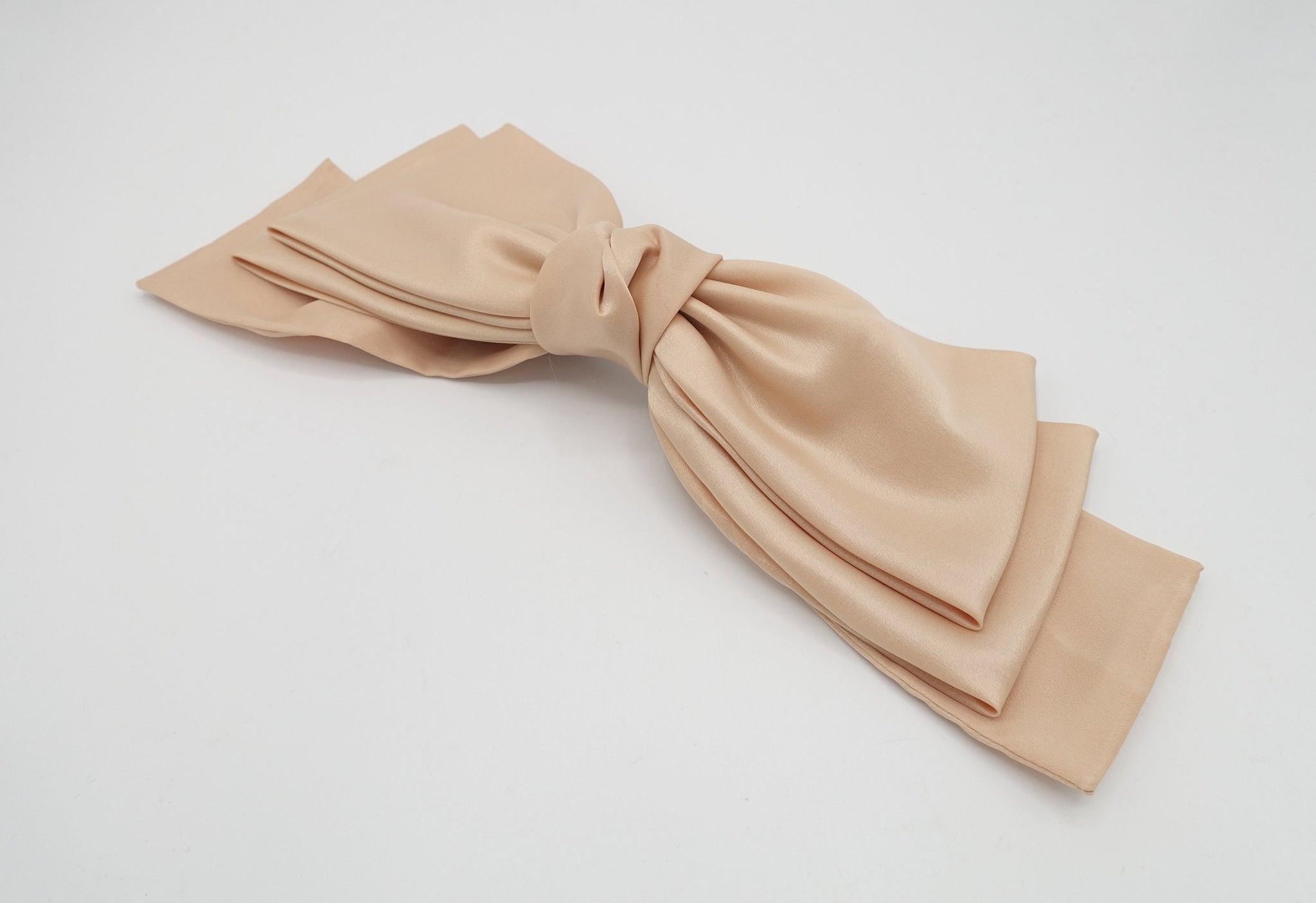 glossy satin large hair bow double layered droopy bow hair stylish hair accessory for women
