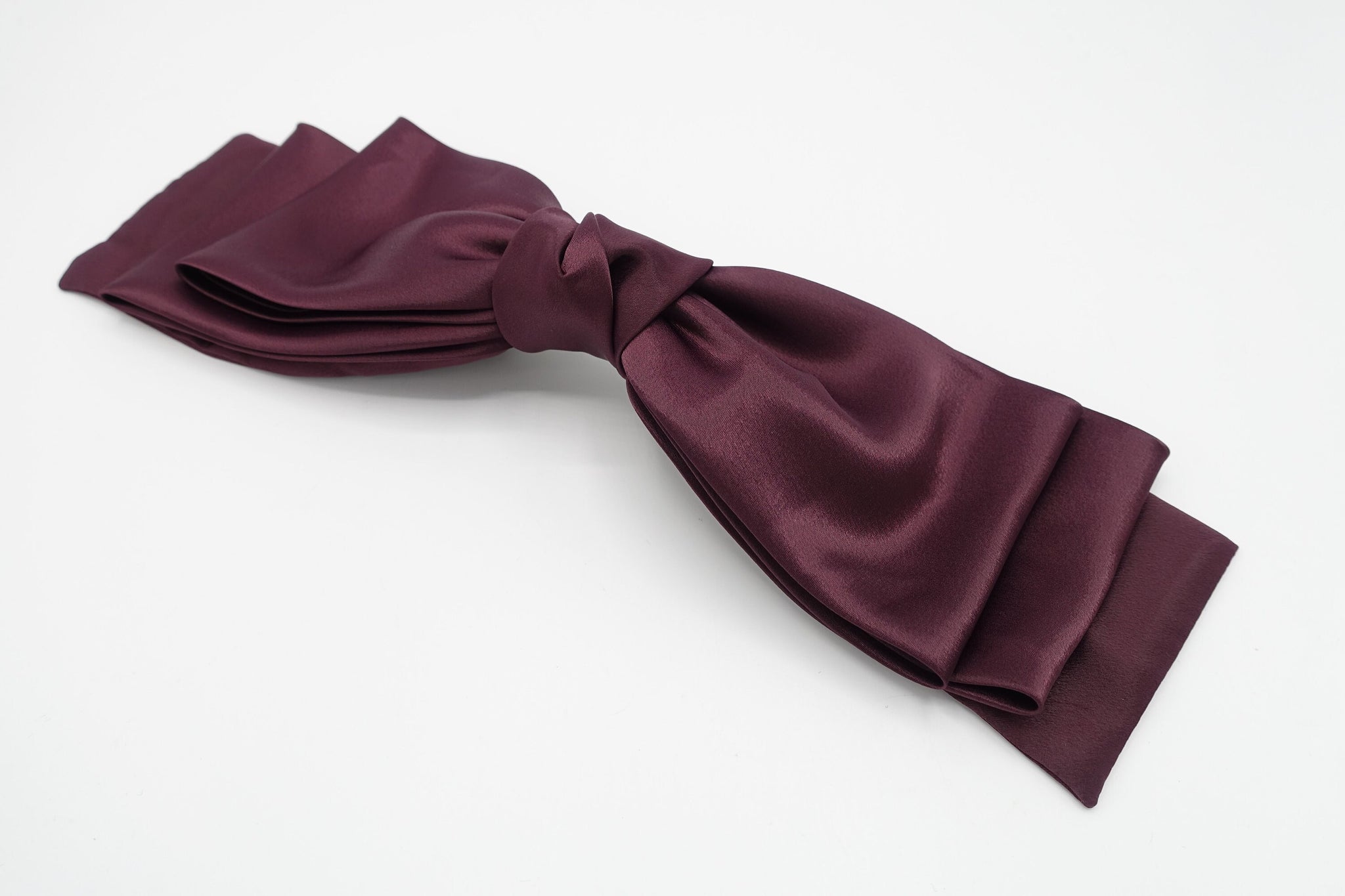 glossy satin large hair bow double layered droopy bow hair stylish hair accessory for women