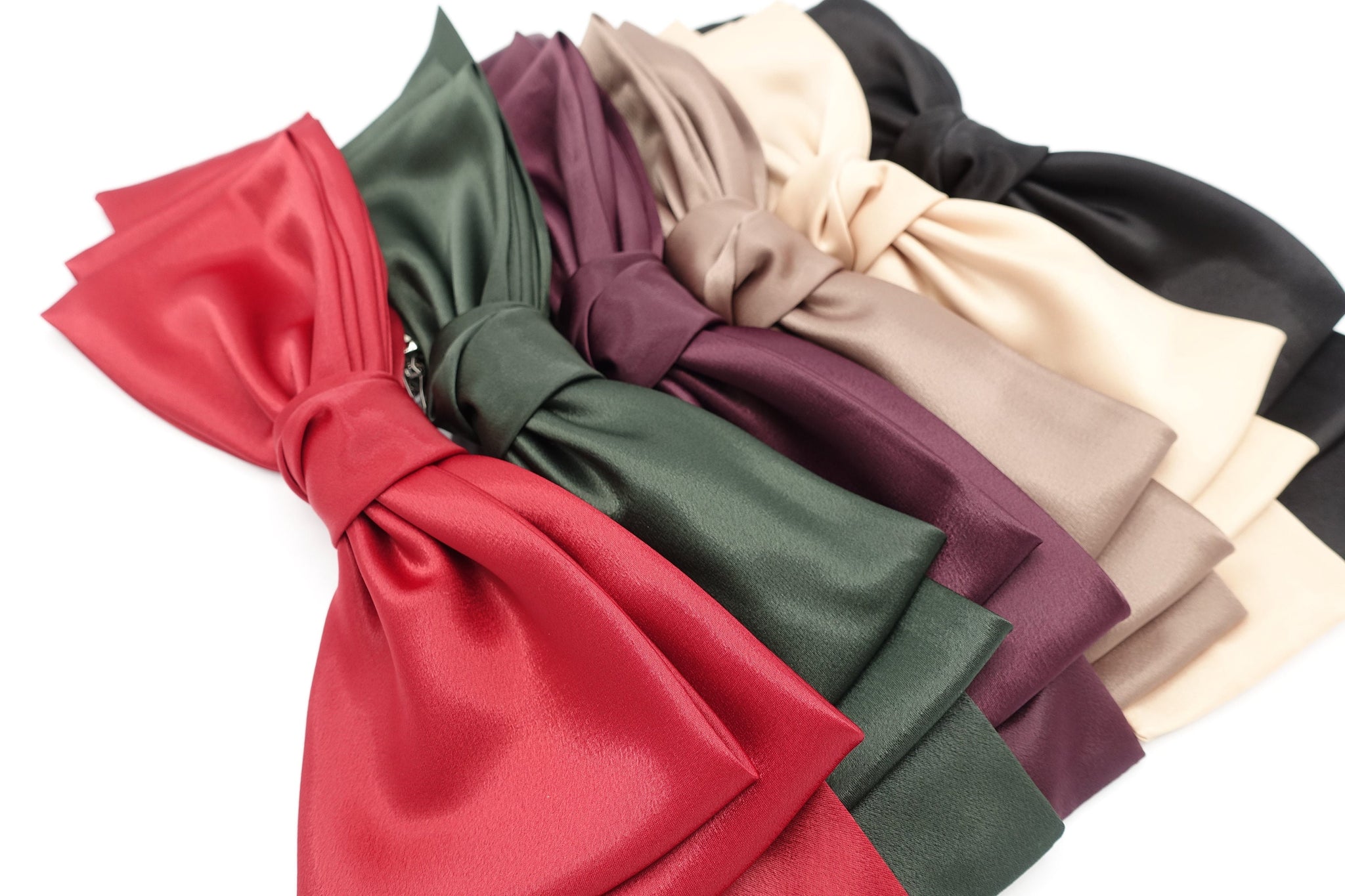 glossy satin large hair bow double layered droopy bow hair stylish hair accessory for women