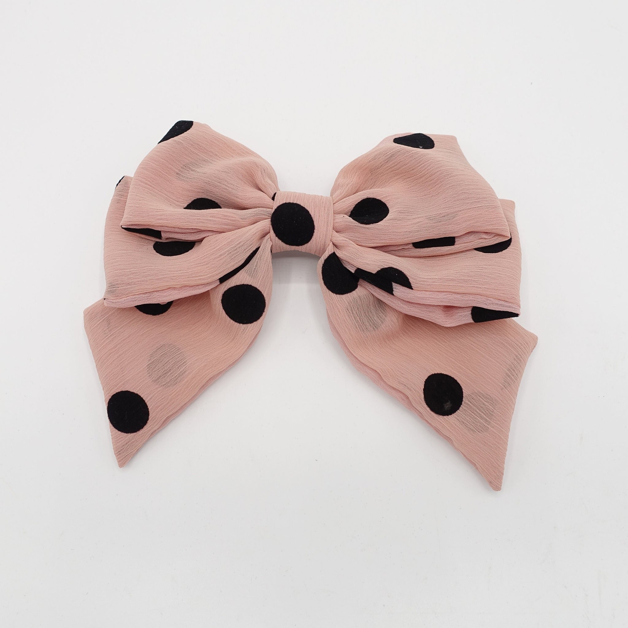 velvet dotted chiffon hair bow cute style crinkled fabric hair accessory for women