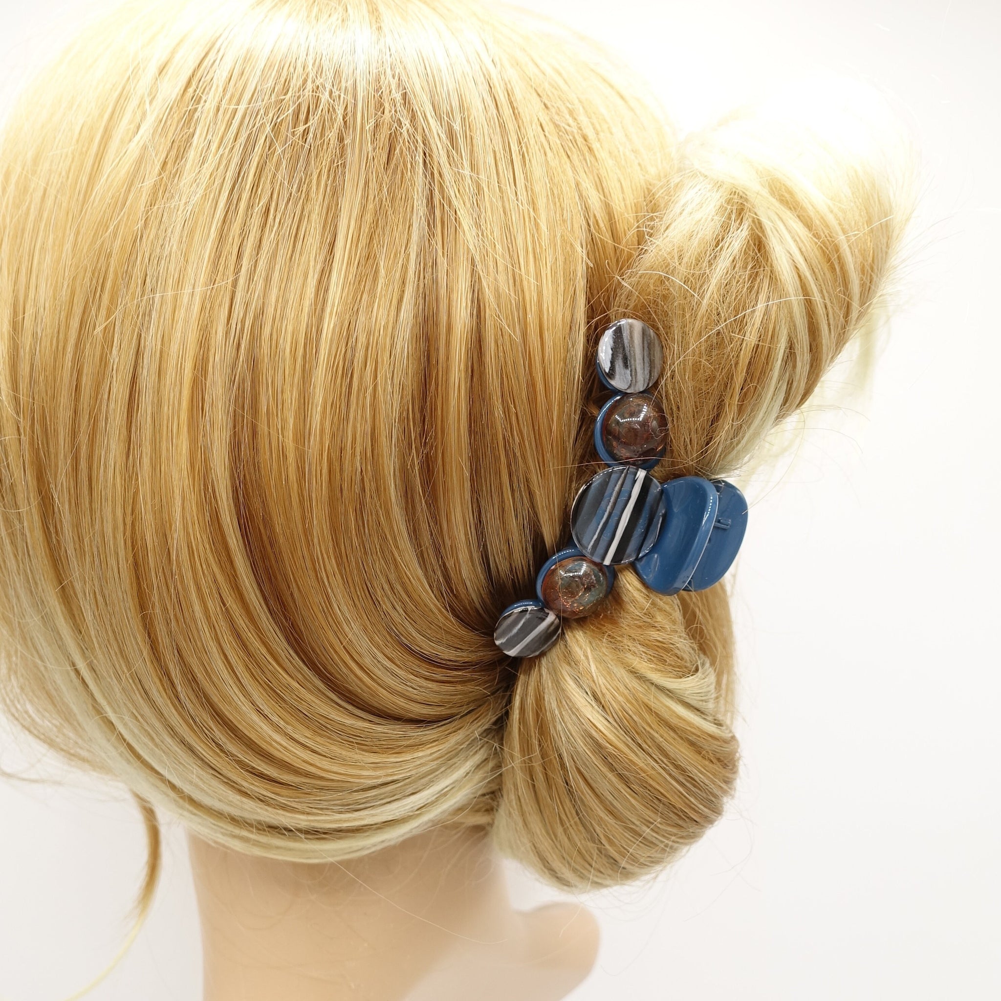 marble solid formica hair claw embellished clamp updo hair accessory for women