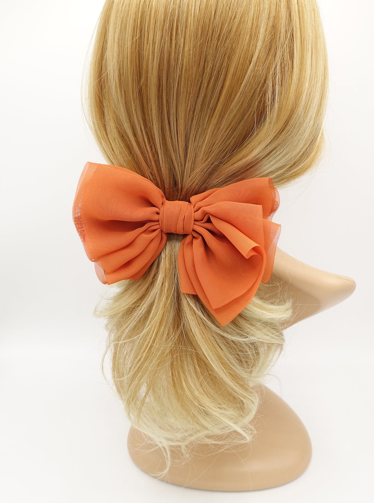 chiffon pleated hair bow multi-layered Spring Summer basic hair bow for women