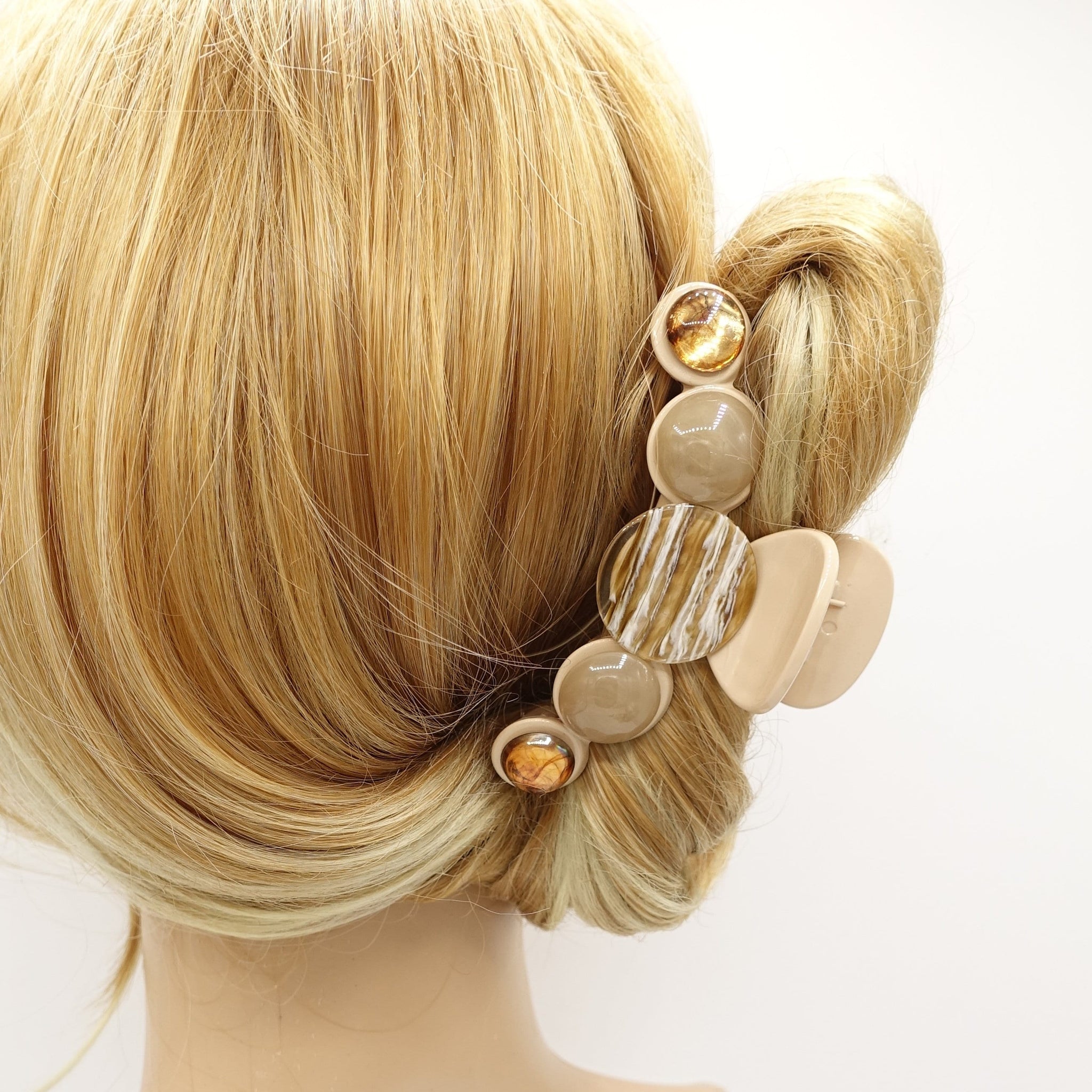 marble solid formica hair claw embellished clamp updo hair accessory for women