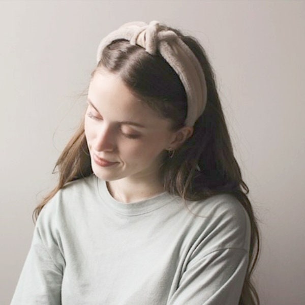 fabric fur edge faux leather knot headband Winter hair accessory for women