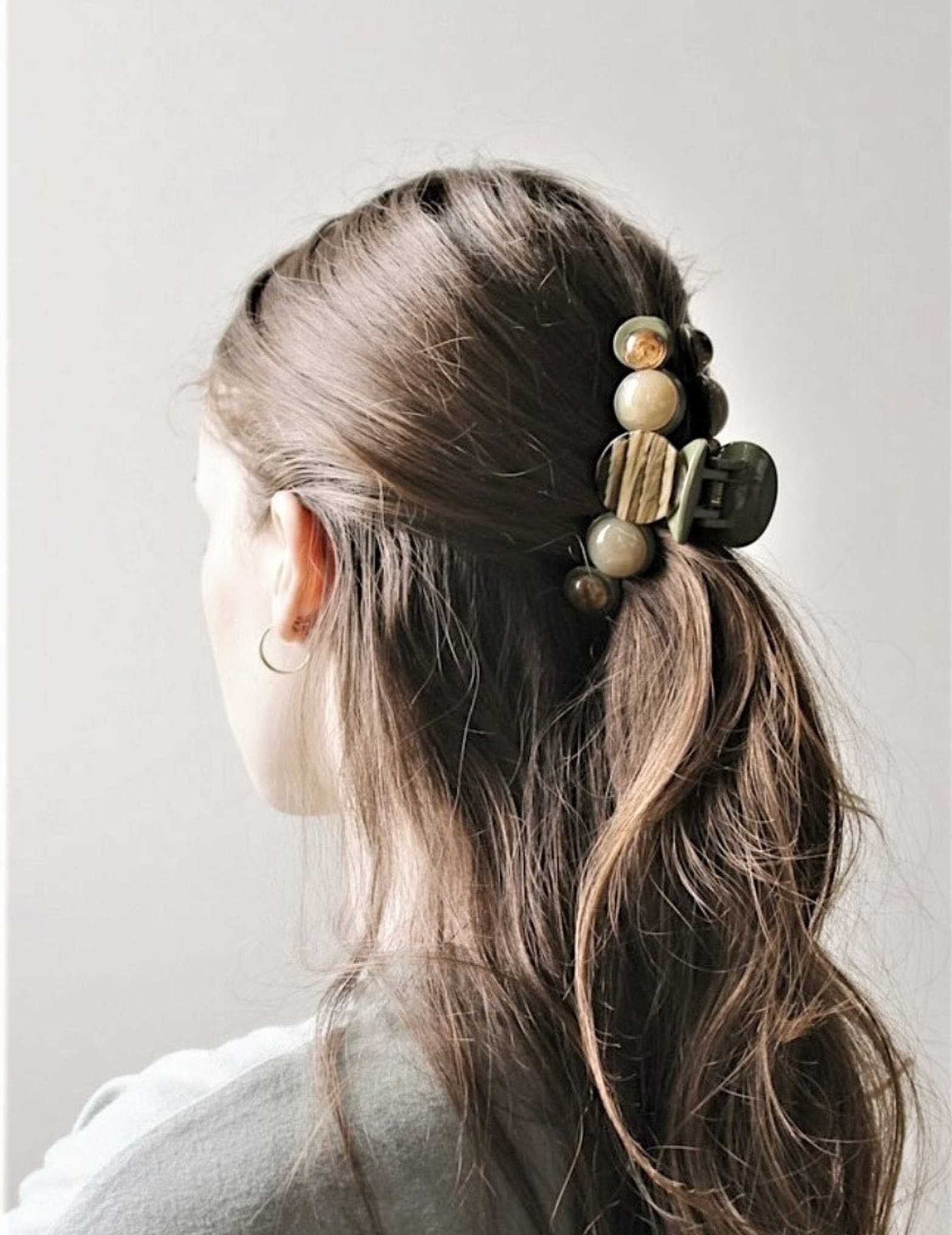 marble solid formica hair claw embellished clamp updo hair accessory for women