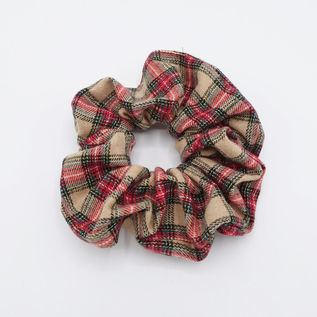 plaid check scrunchies woolen hair elastic scrunchie for women