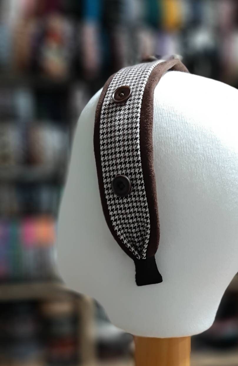 Suede headband houndstooth button embellished hairband cute hair accessory for women