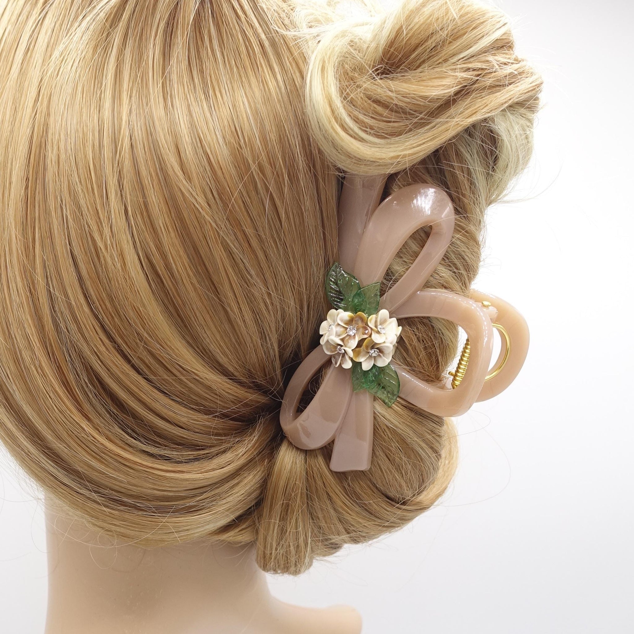 acrylic flower hair claw, bow flower hair claw