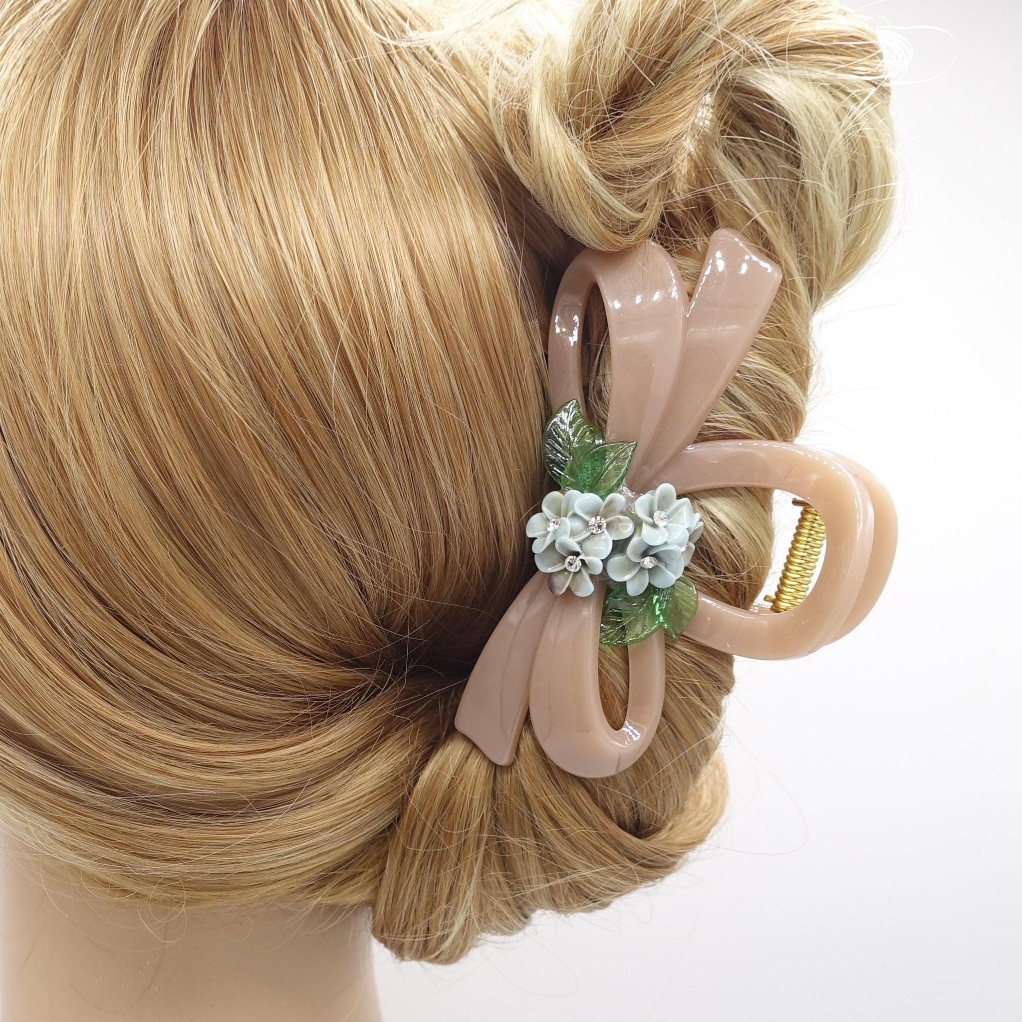 acrylic flower hair claw, bow flower hair claw