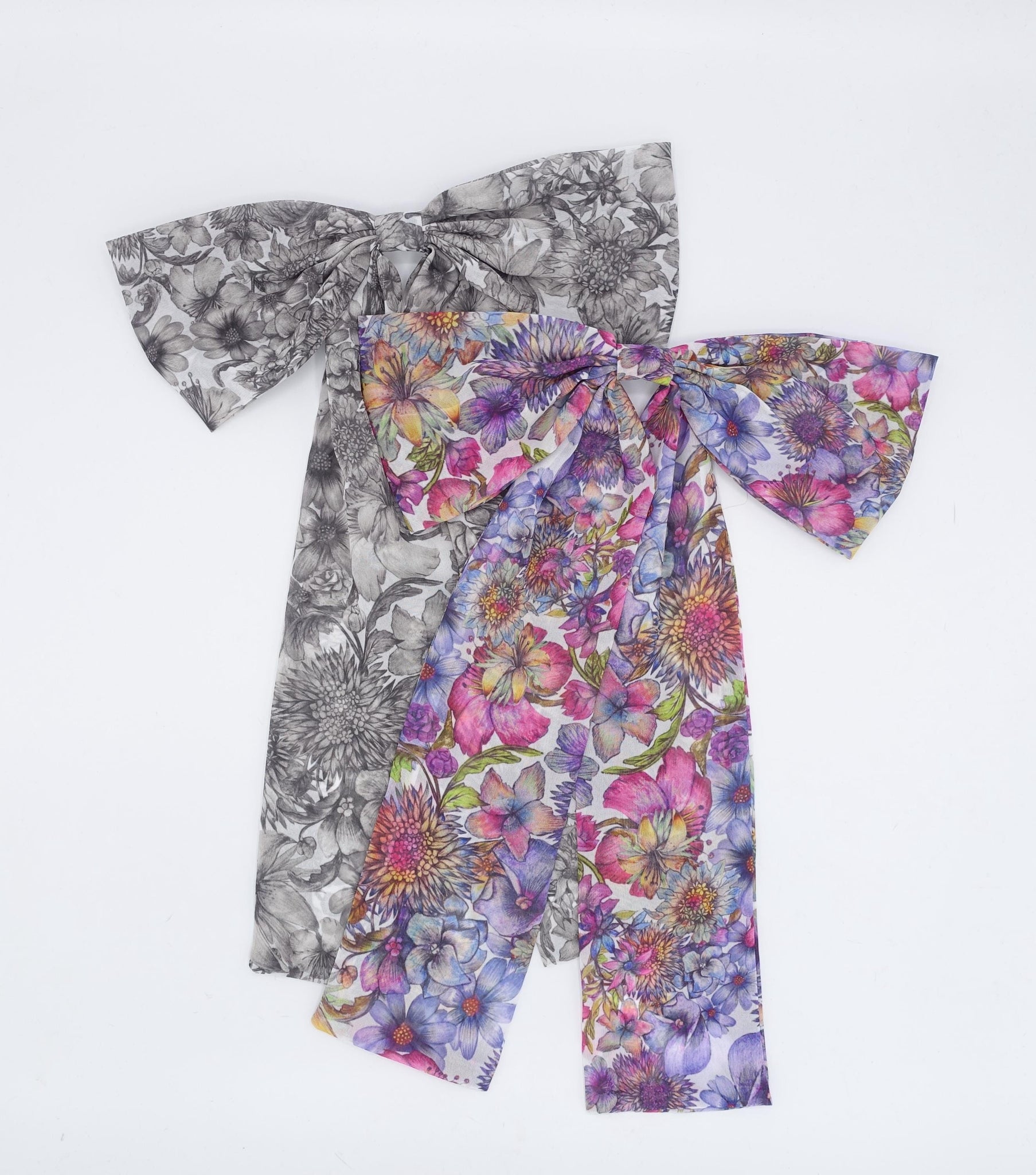 Floral Chiffon Long Tail Hair Bow