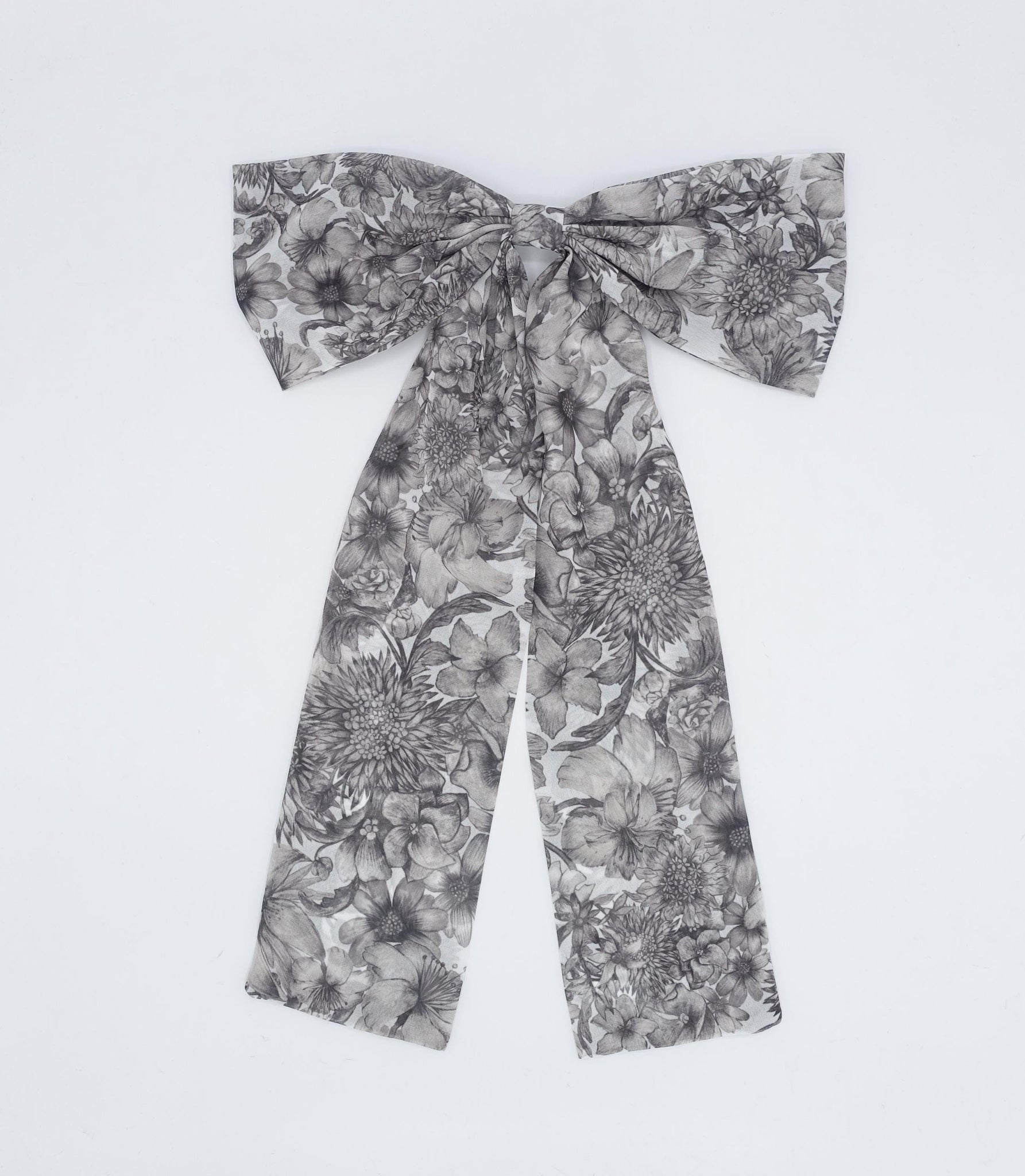 Floral Chiffon Long Tail Hair Bow