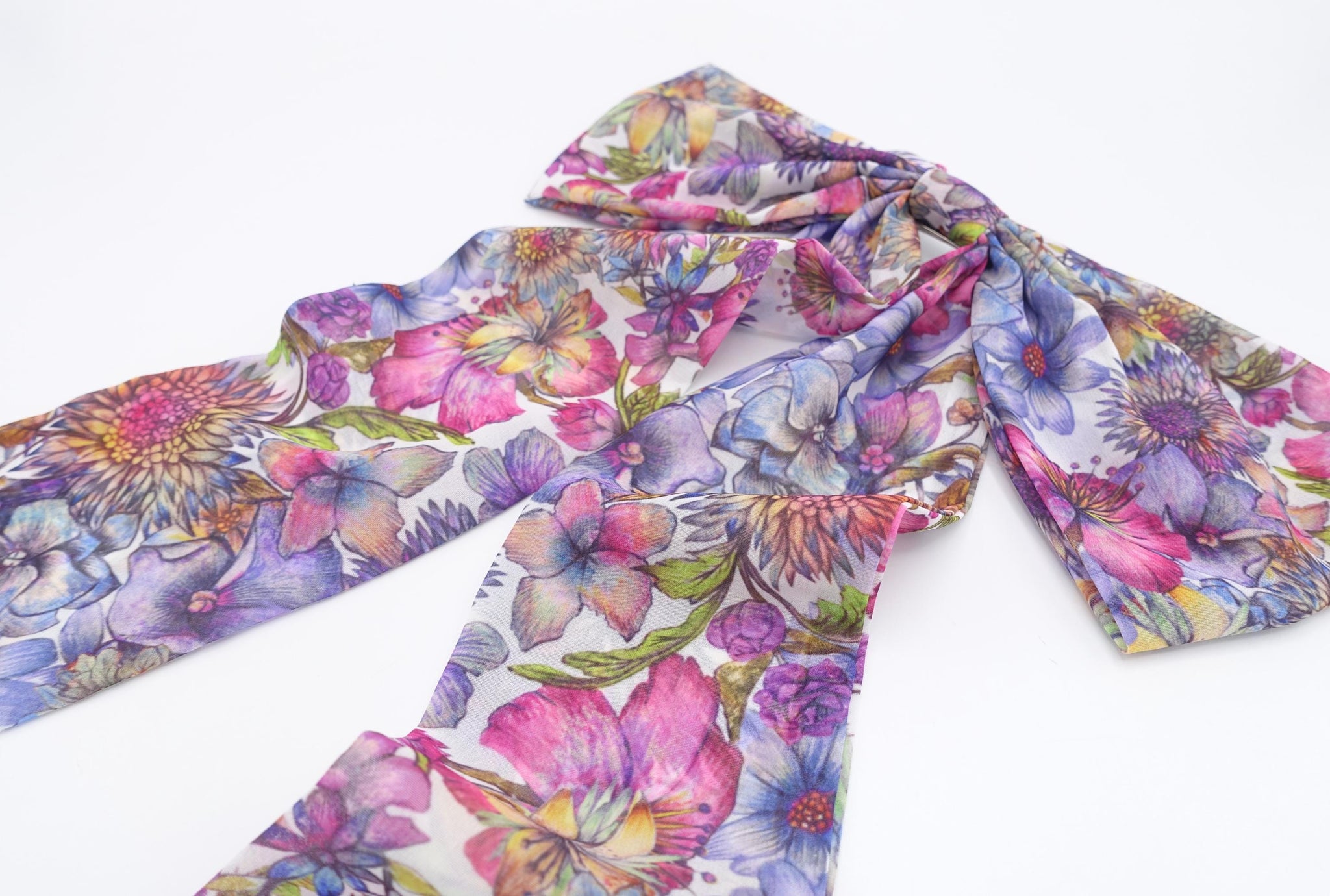 Floral Chiffon Long Tail Hair Bow