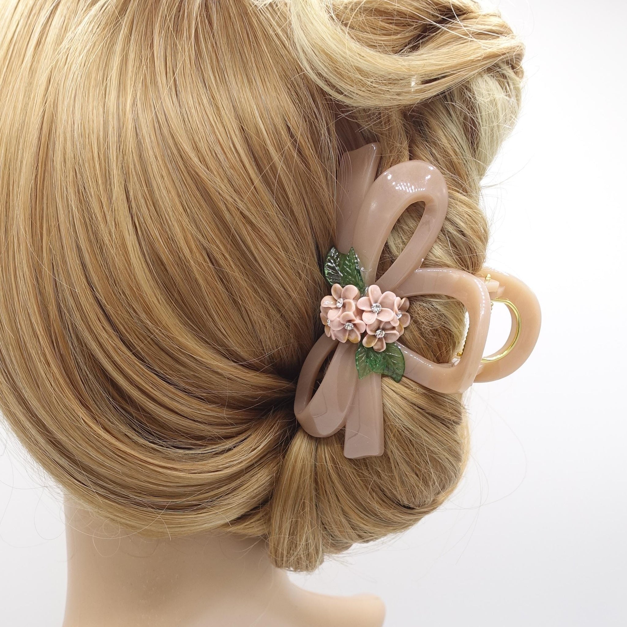 acrylic flower hair claw, bow flower hair claw