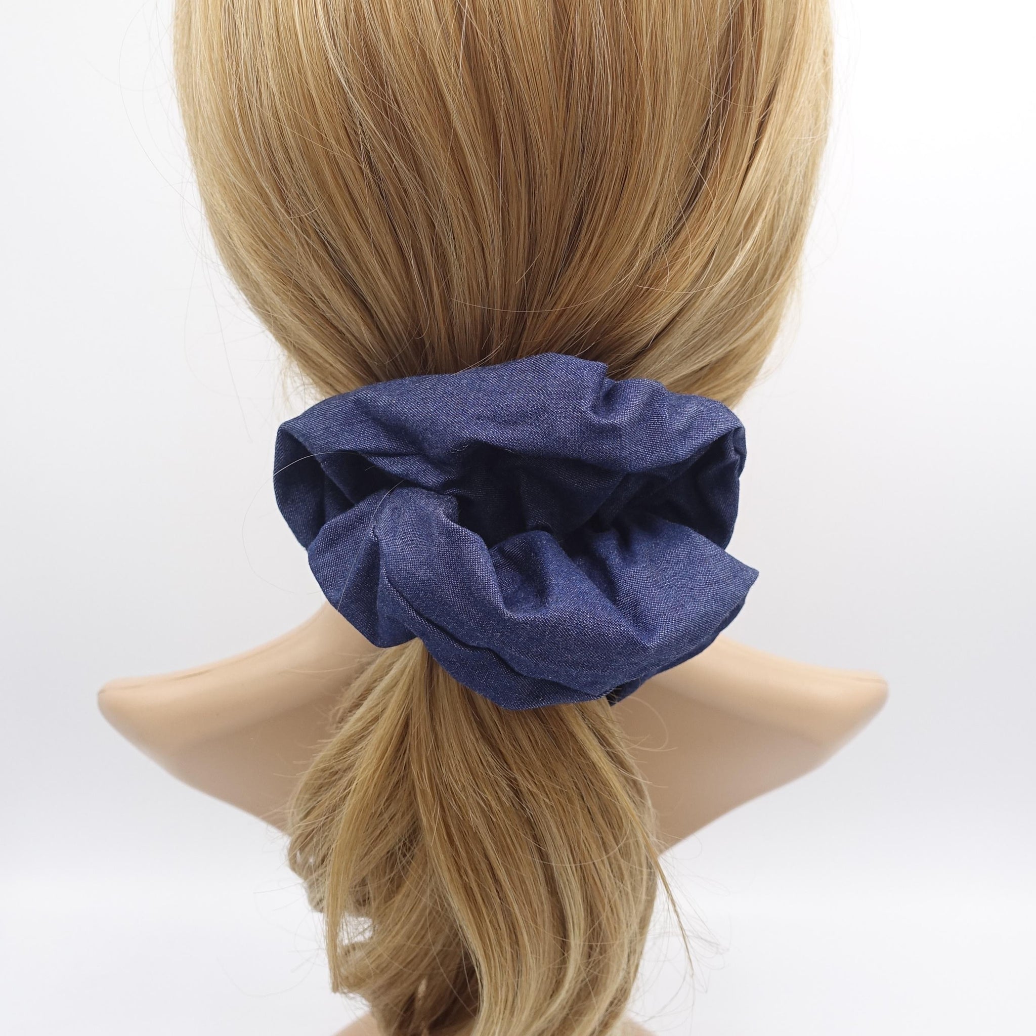 denim scrunchies, blue jean hair tie for women