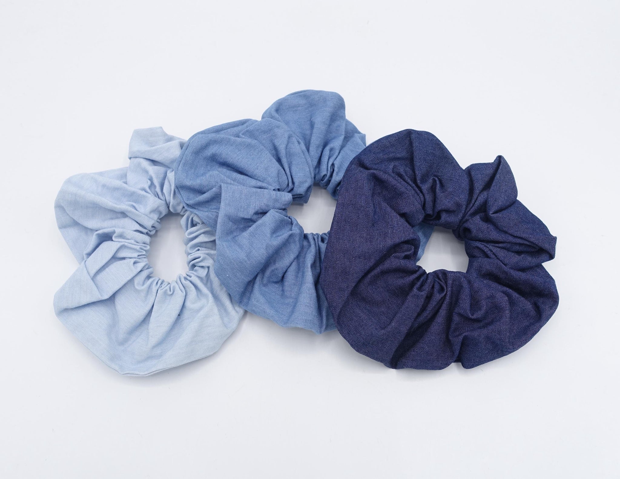 denim scrunchies, blue jean hair tie for women