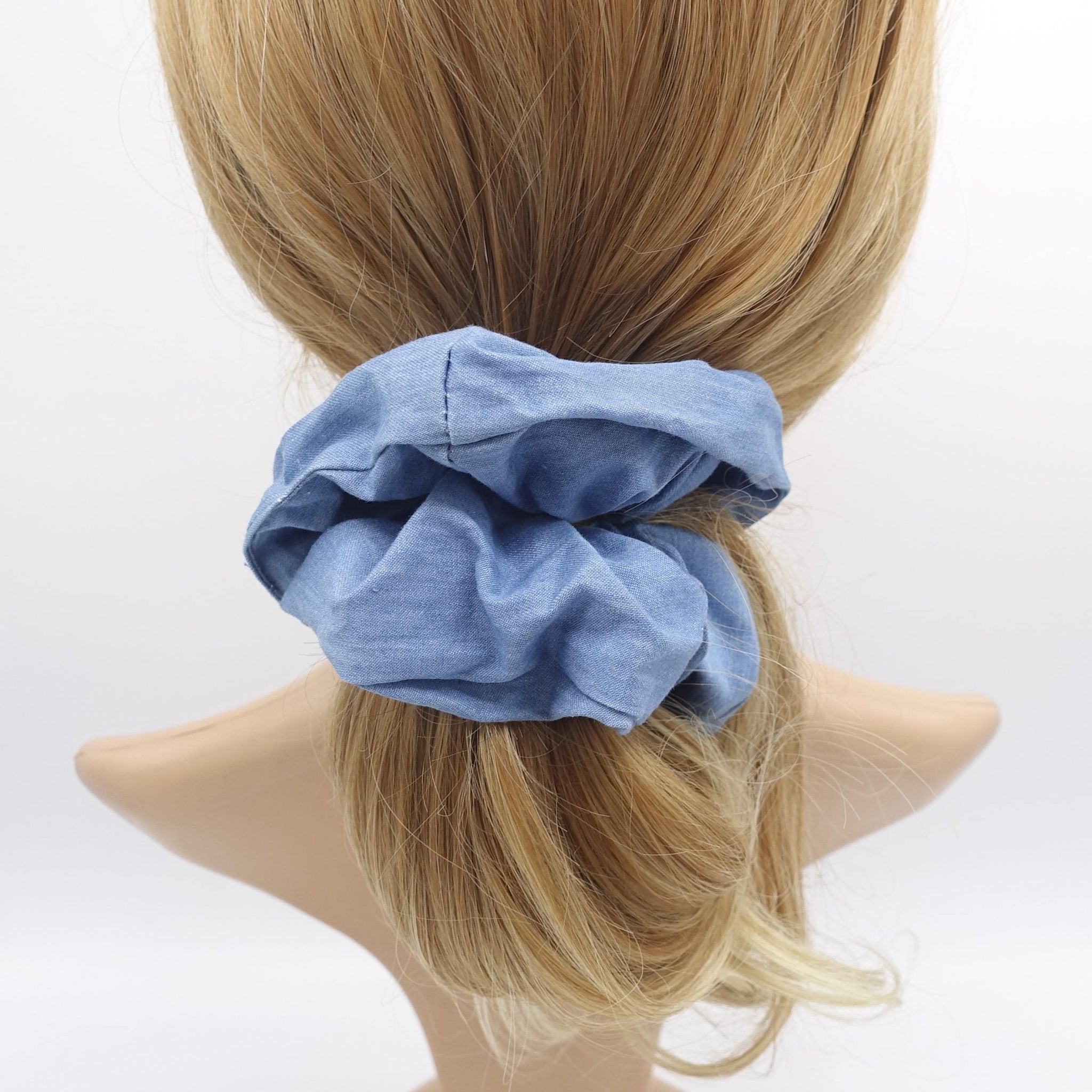 denim scrunchies, blue jean hair tie for women