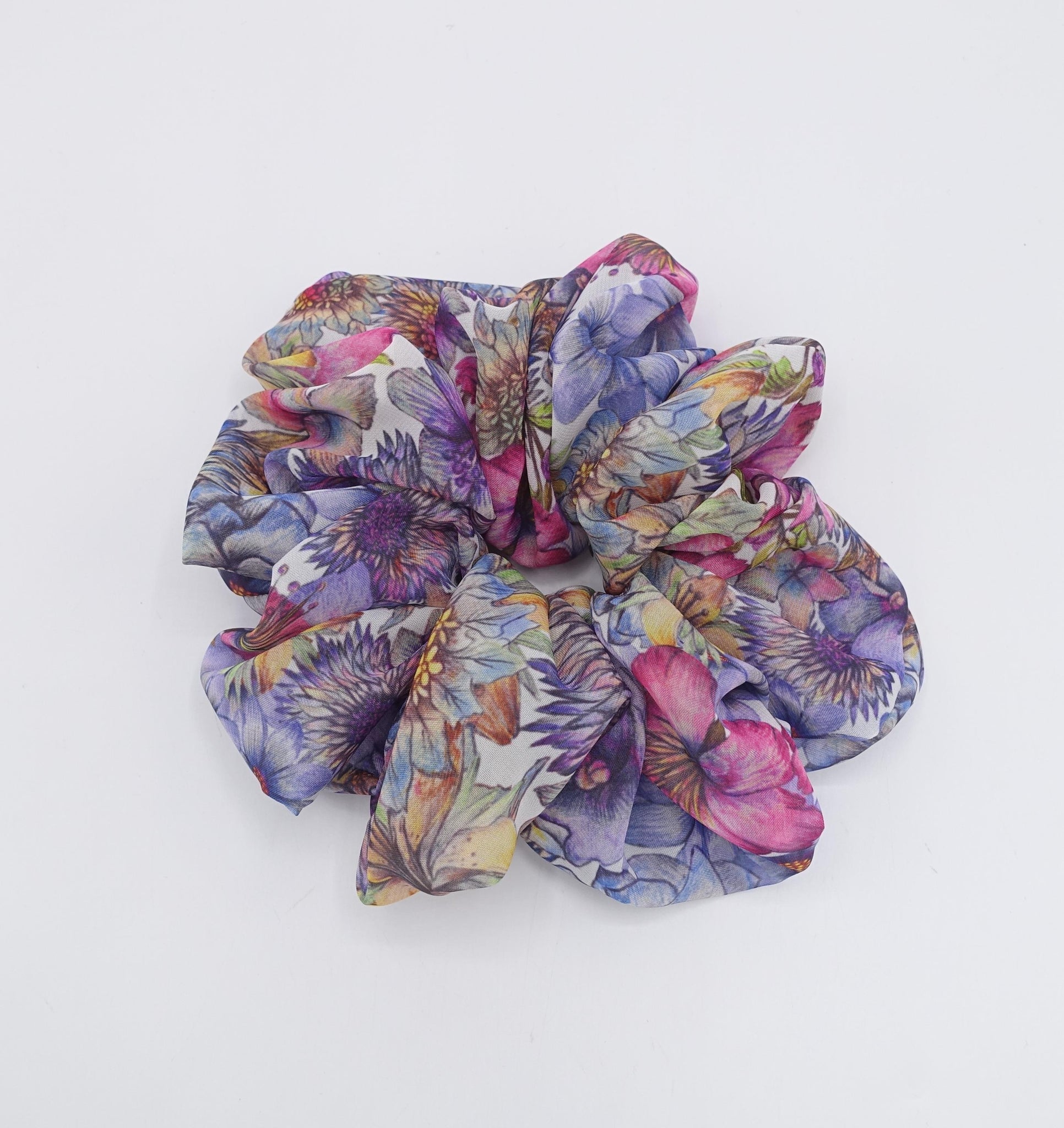 floral scrunchies, chiffon scrunchies. feminine style scrunchies for women